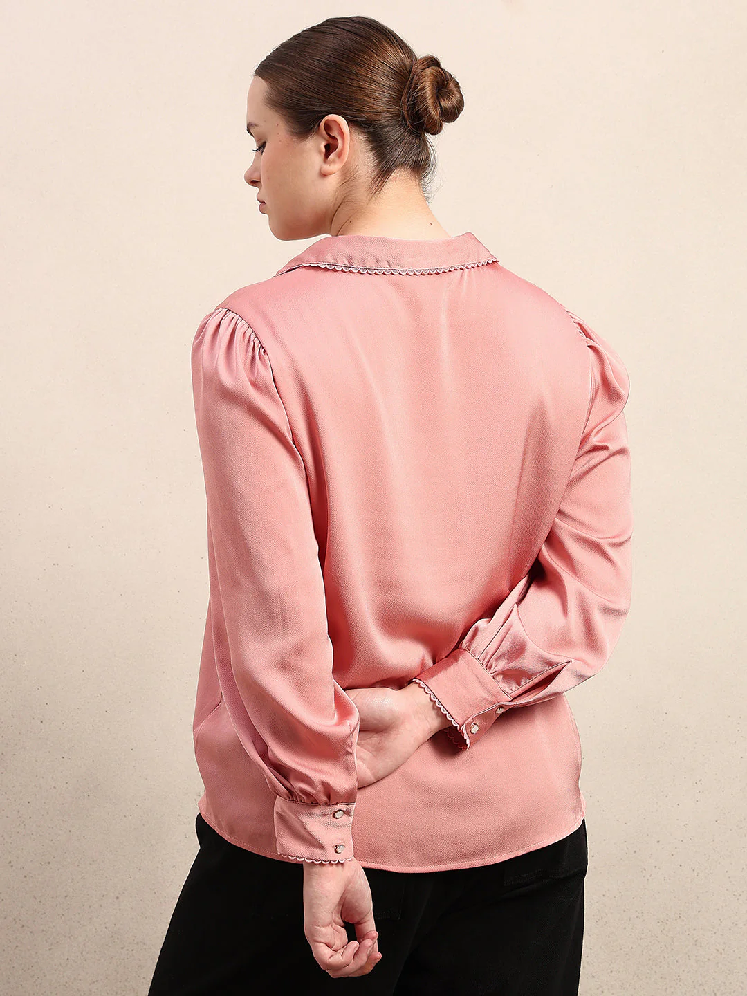 CURVE Pink Satin Shirt - Image 4