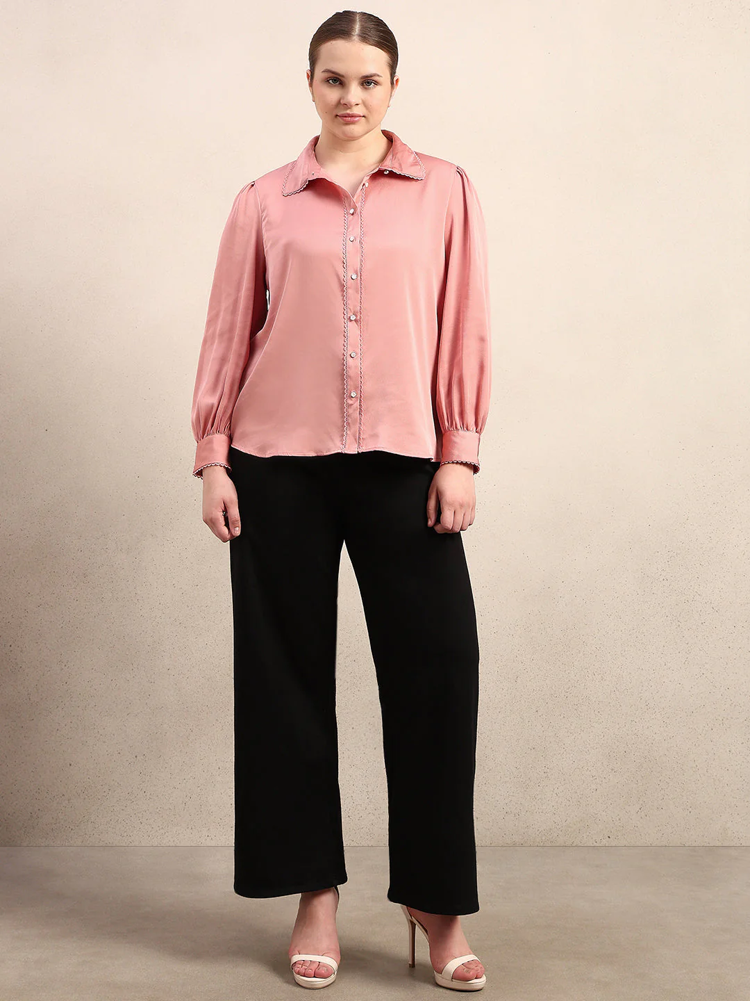 CURVE Pink Satin Shirt - Image 5