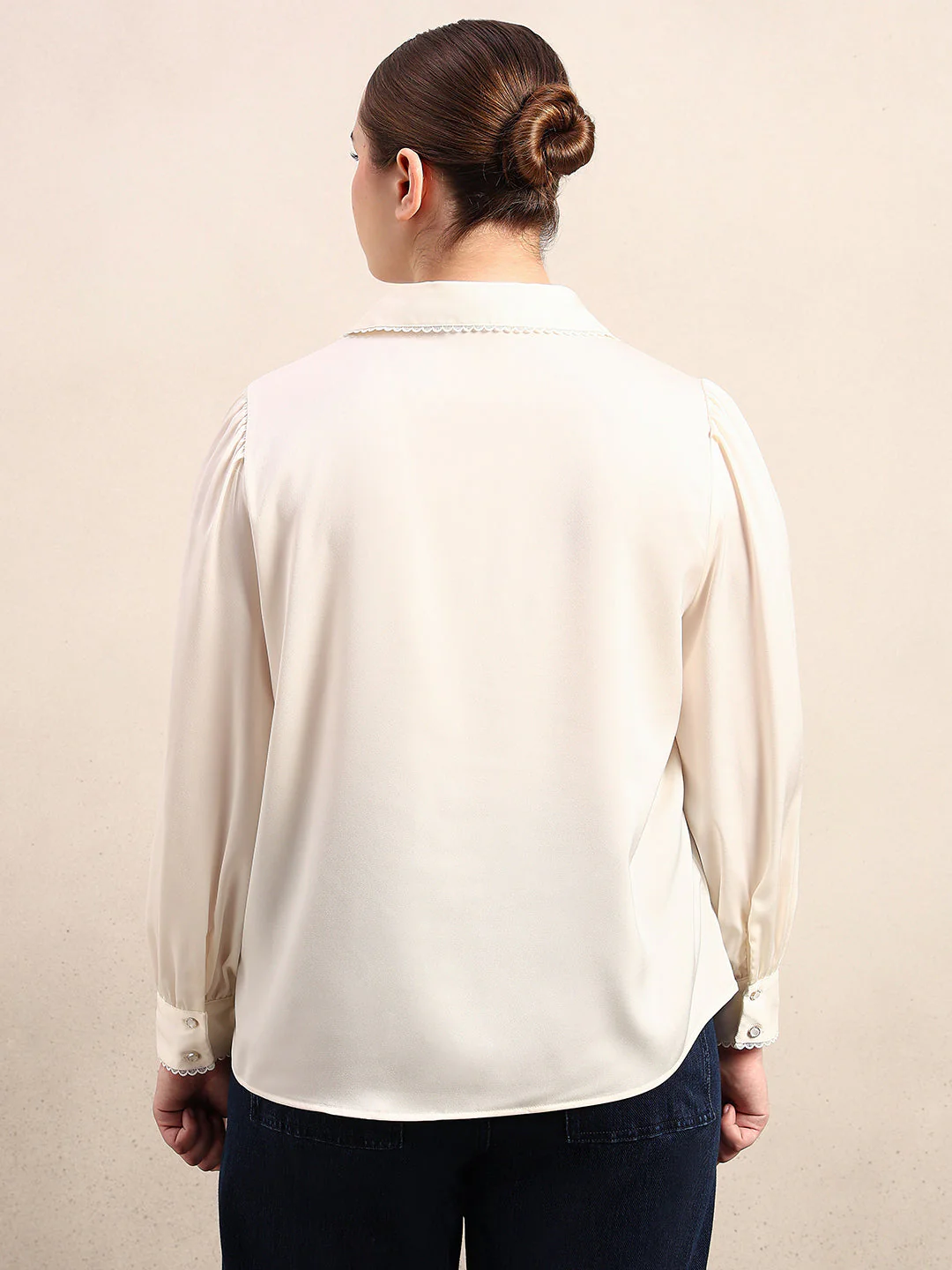 CURVE Pearl Ivory Satin Shirt - Image 4