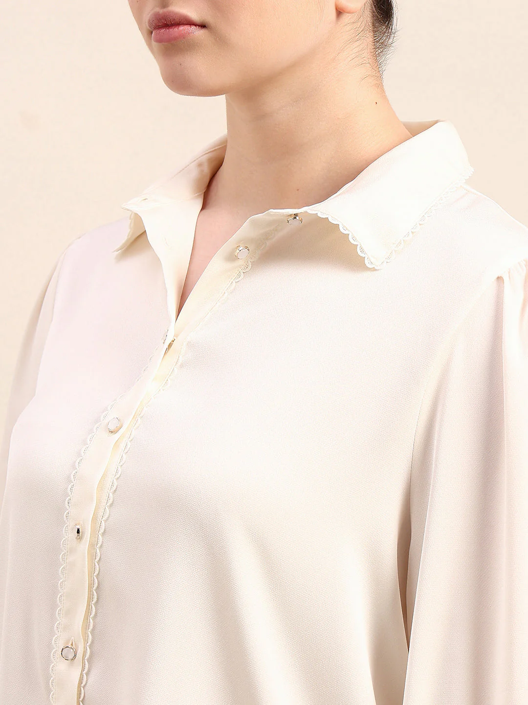 CURVE Pearl Ivory Satin Shirt - Image 8