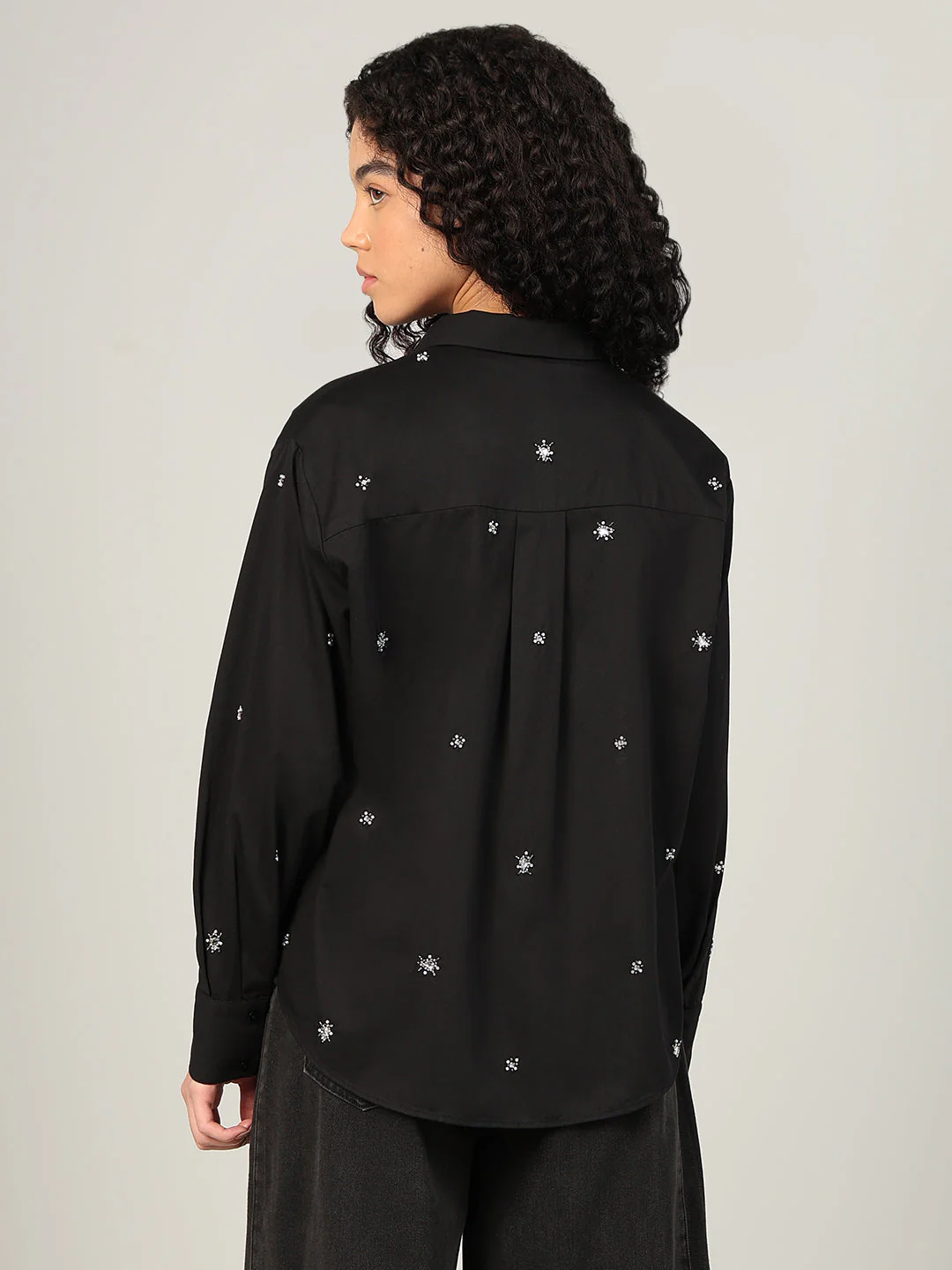 Black Embellished Cotton Shirt - Image 4