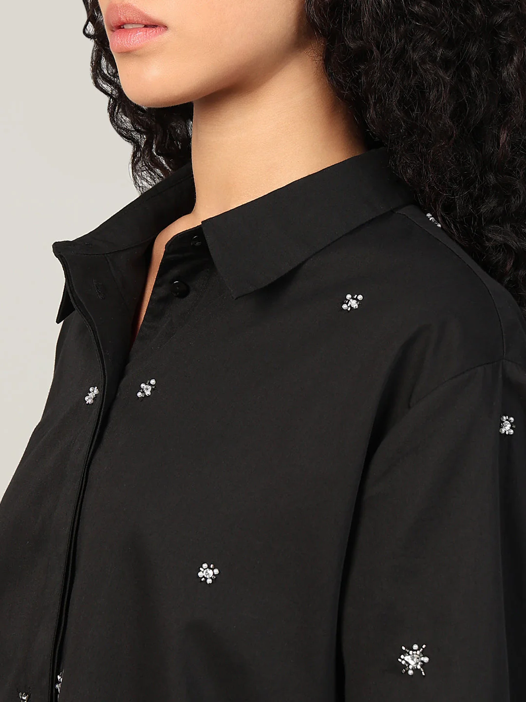 Black Embellished Cotton Shirt - Image 8