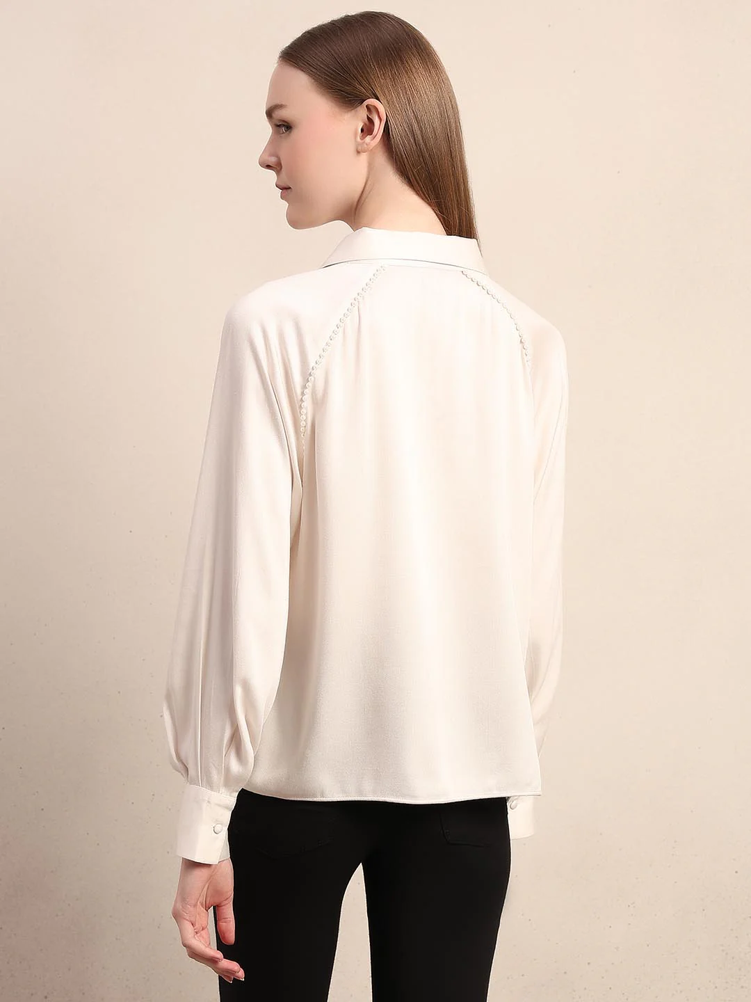 White Pearl Embellished Shirt - Image 4