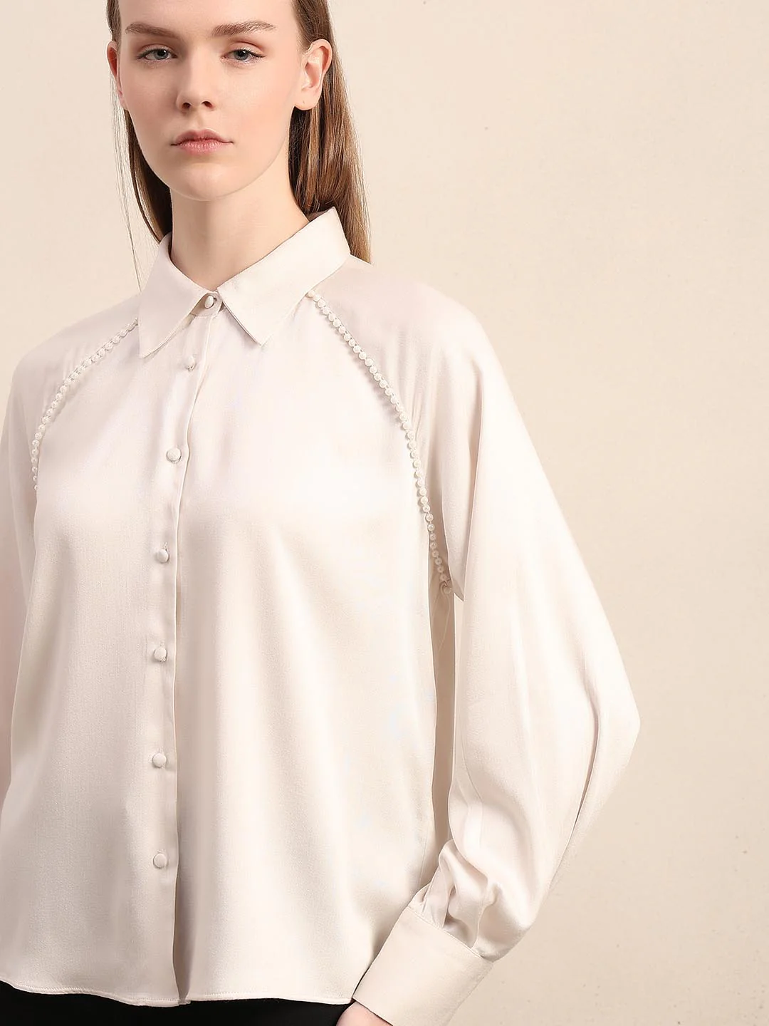 White Pearl Embellished Shirt - Image 6