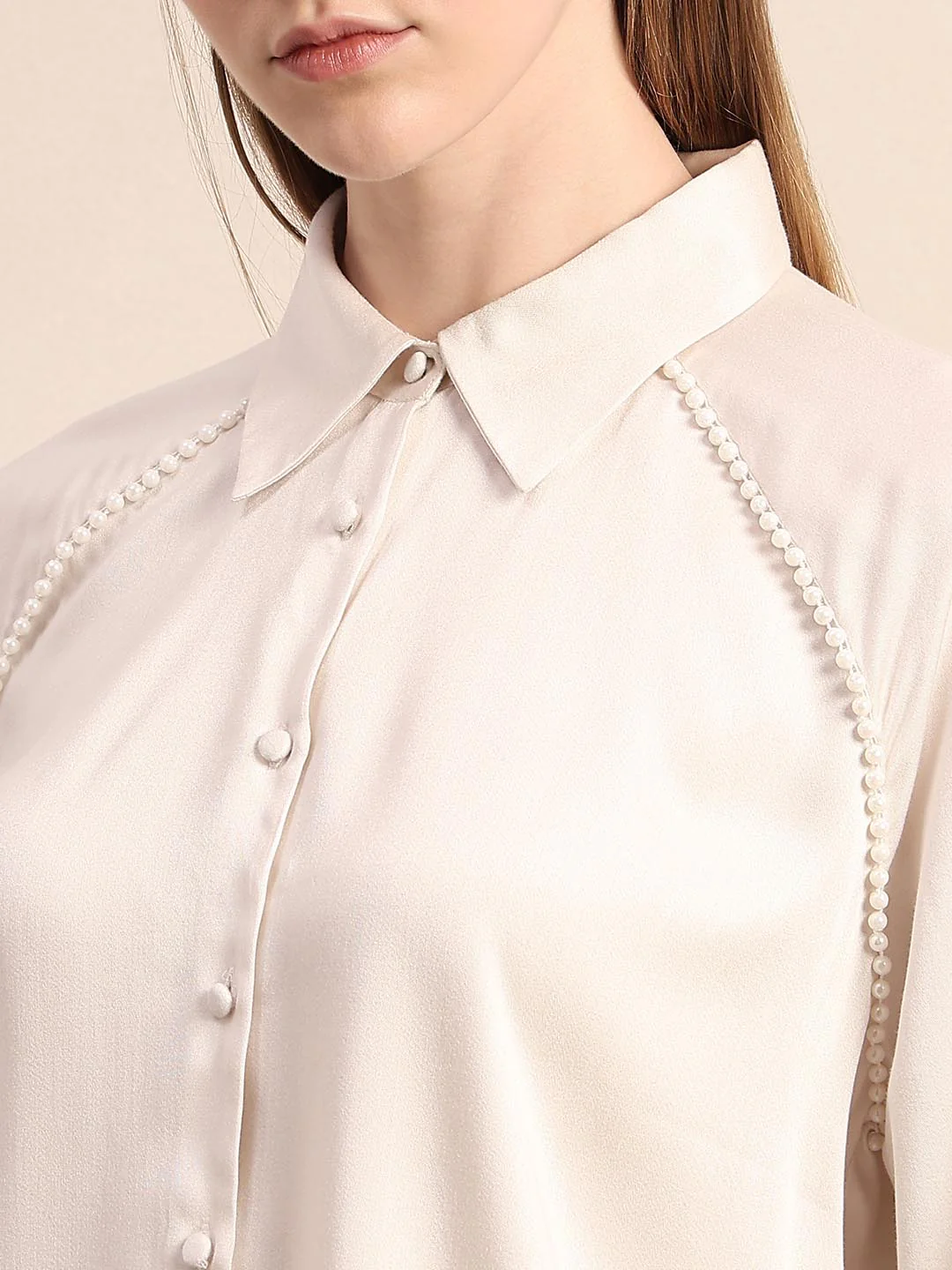White Pearl Embellished Shirt - Image 8