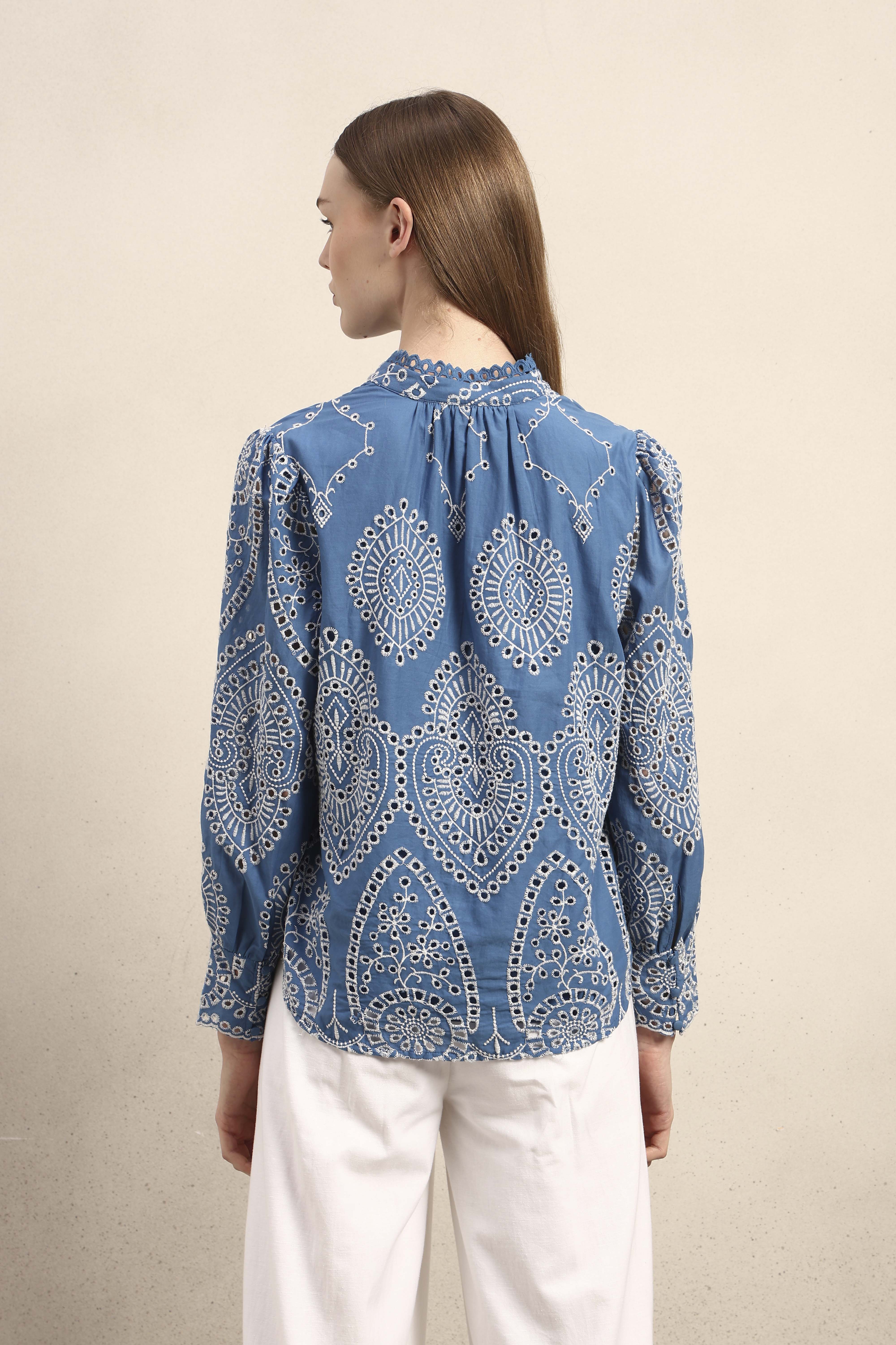 Eyelet Embroidered Cotton Shirt - Image 10
