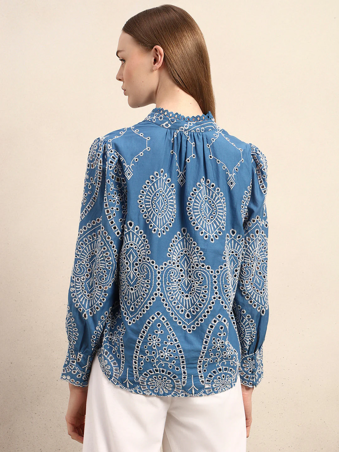 Eyelet Embroidered Cotton Shirt - Image 4