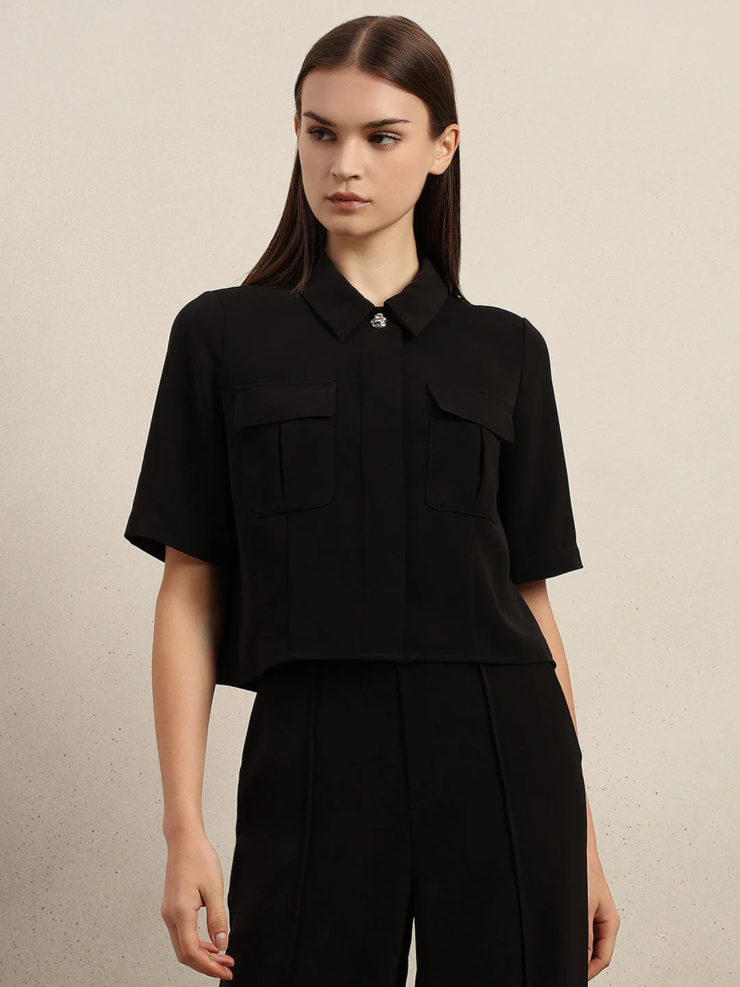 Cropped Black Shacket - Image 2