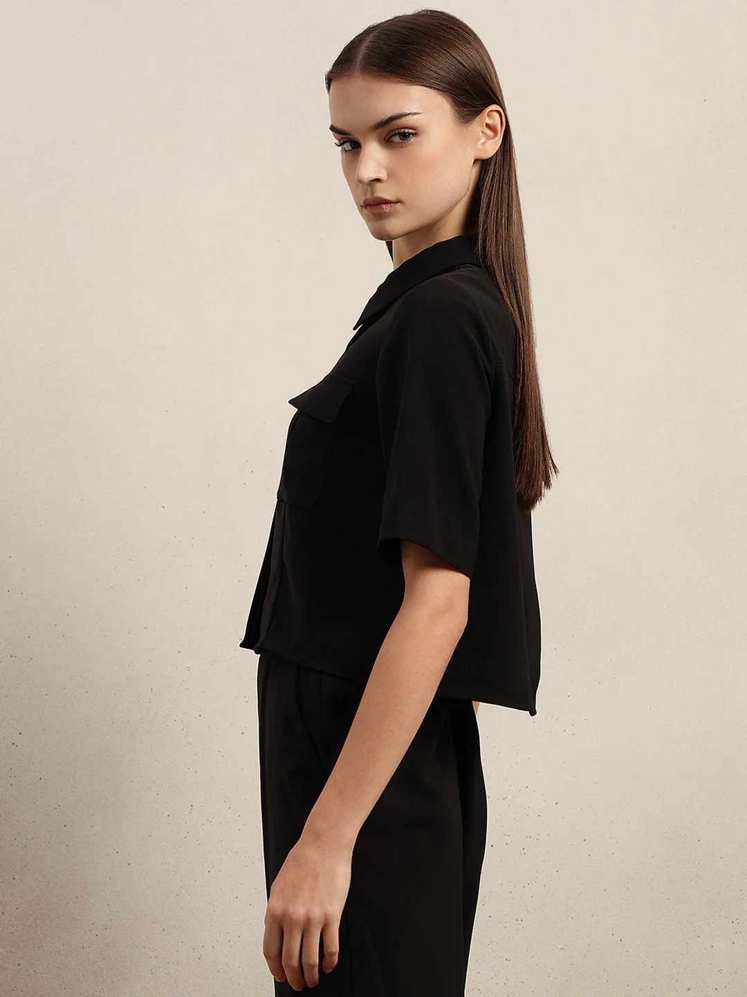 Cropped Black Shacket - Image 3