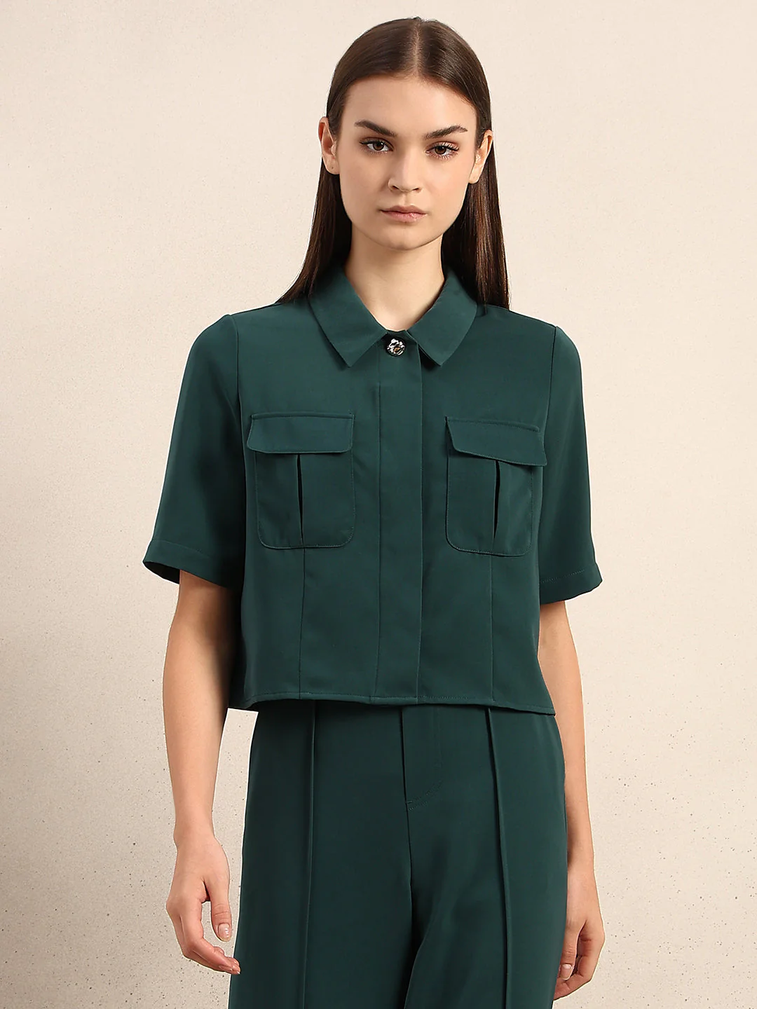 Dark Green Box Pockets Shirt - Image 2