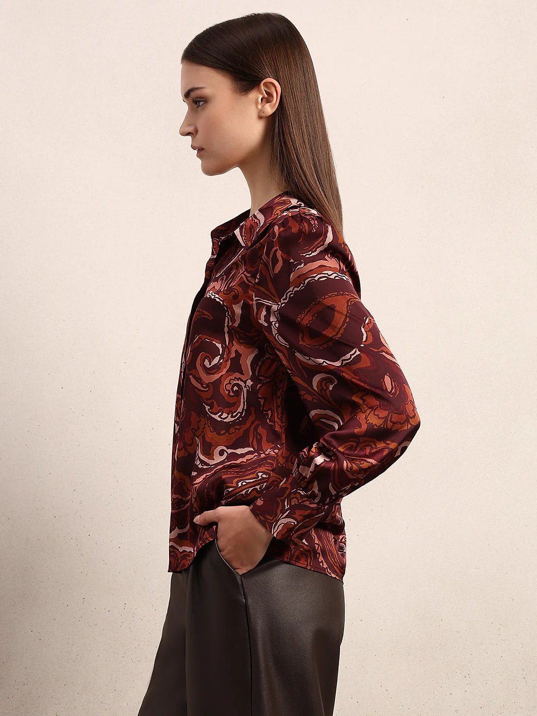 Brown Printed Shirt - Image 3