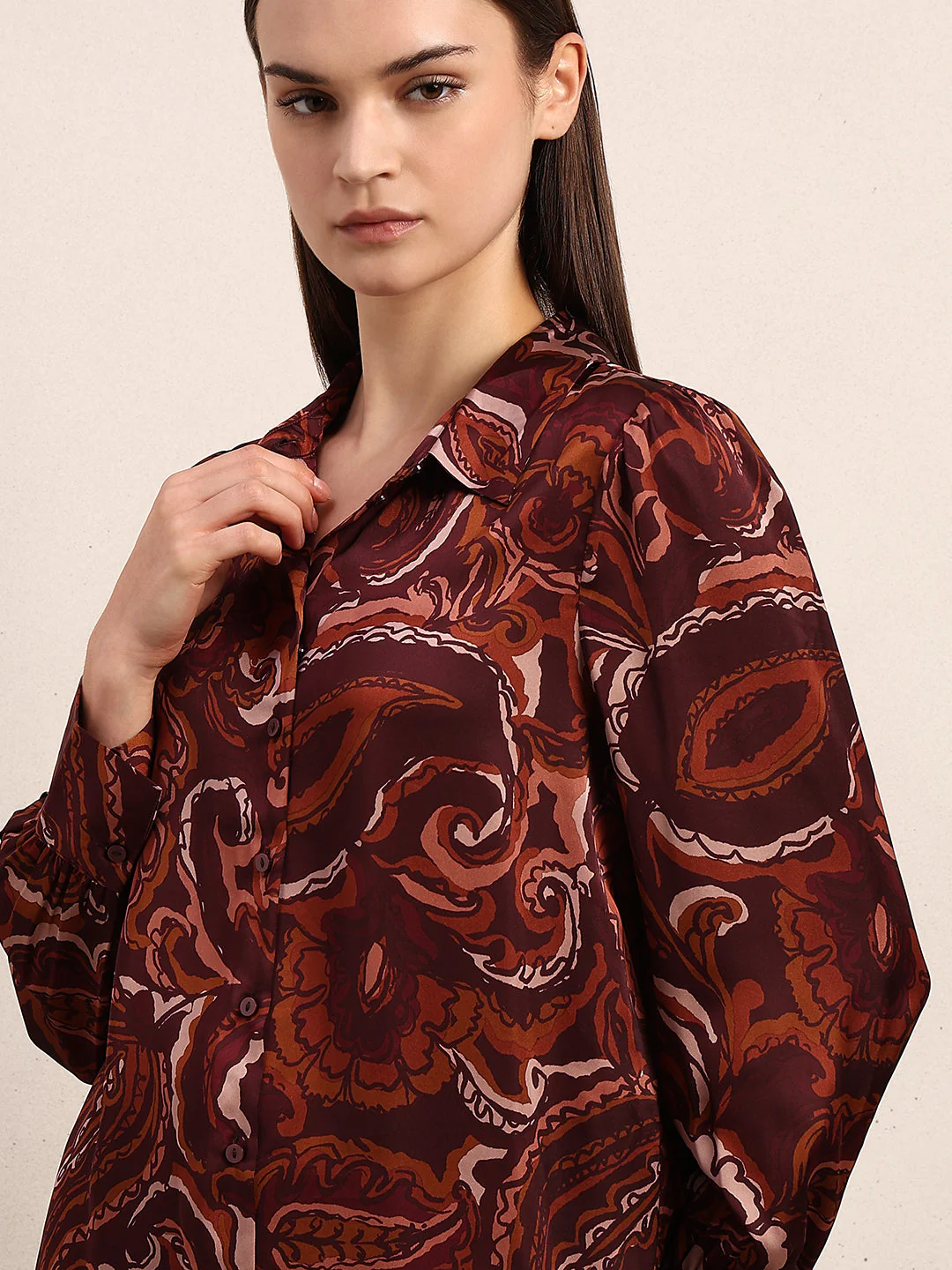 Brown Printed Shirt - Image 6