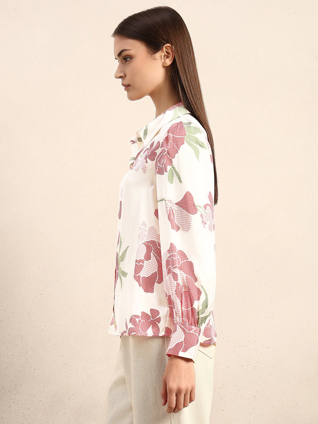 Ivory Floral Print Shirt - Image 3