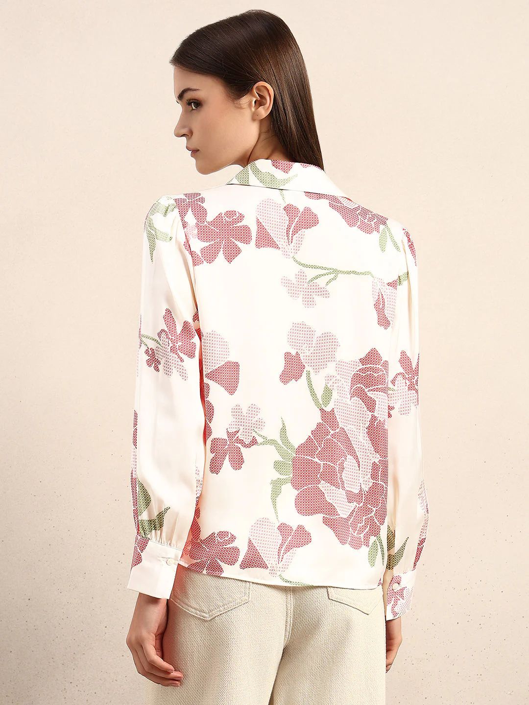 Ivory Floral Print Shirt - Image 4