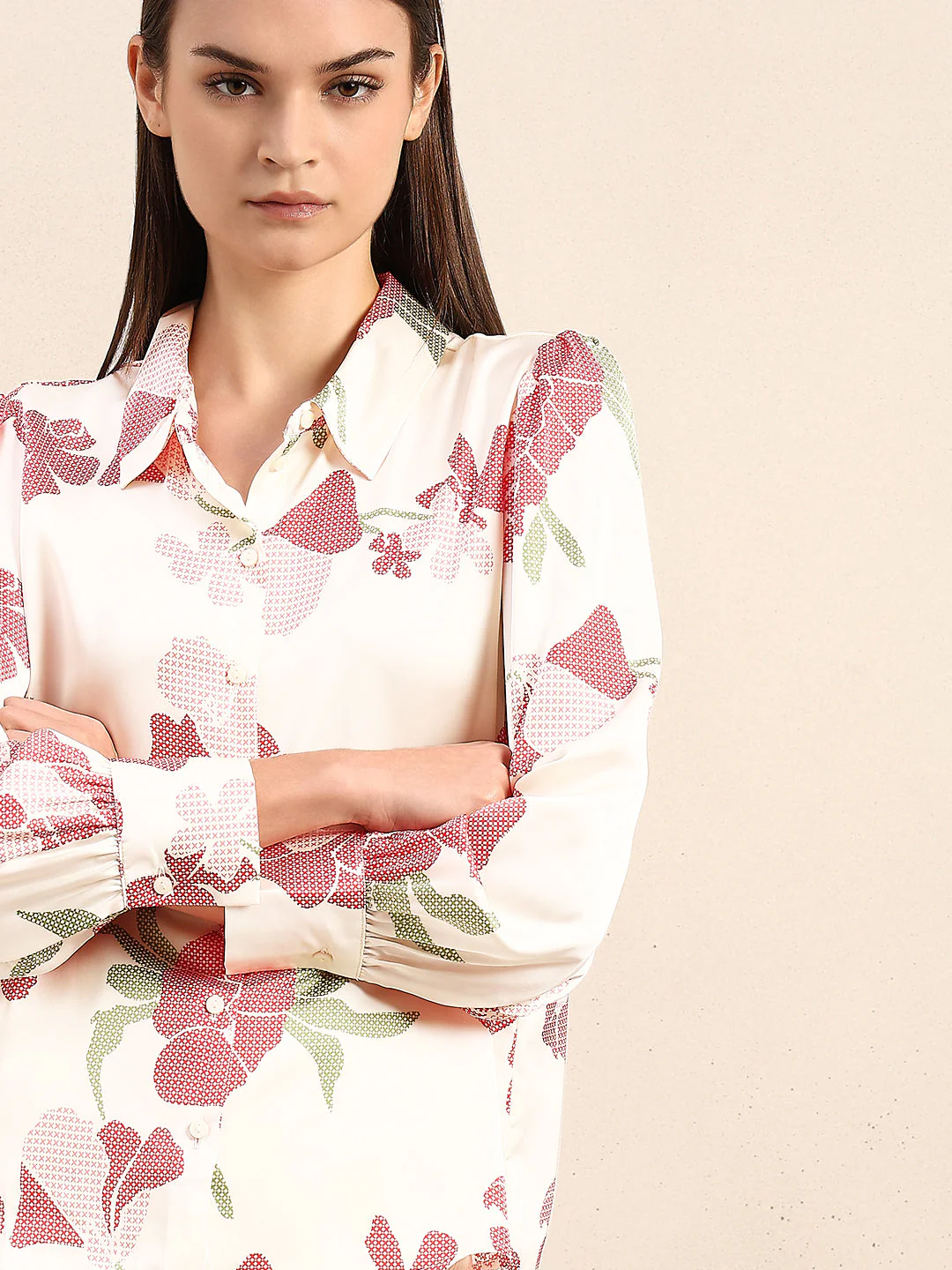 Ivory Floral Print Shirt - Image 6