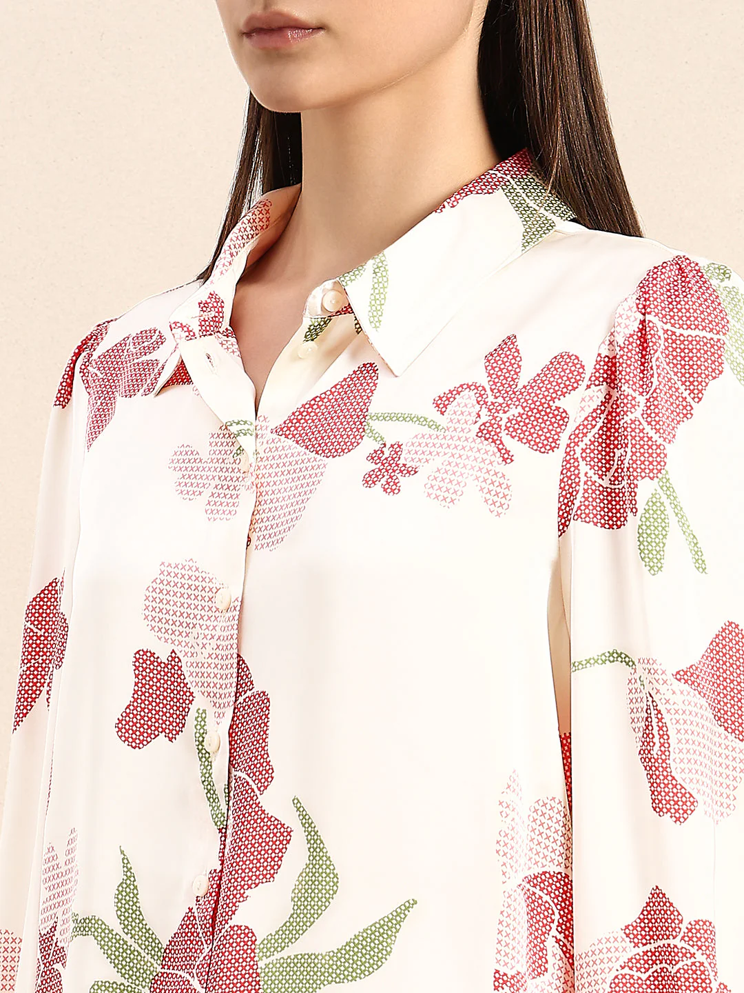 Ivory Floral Print Shirt - Image 8