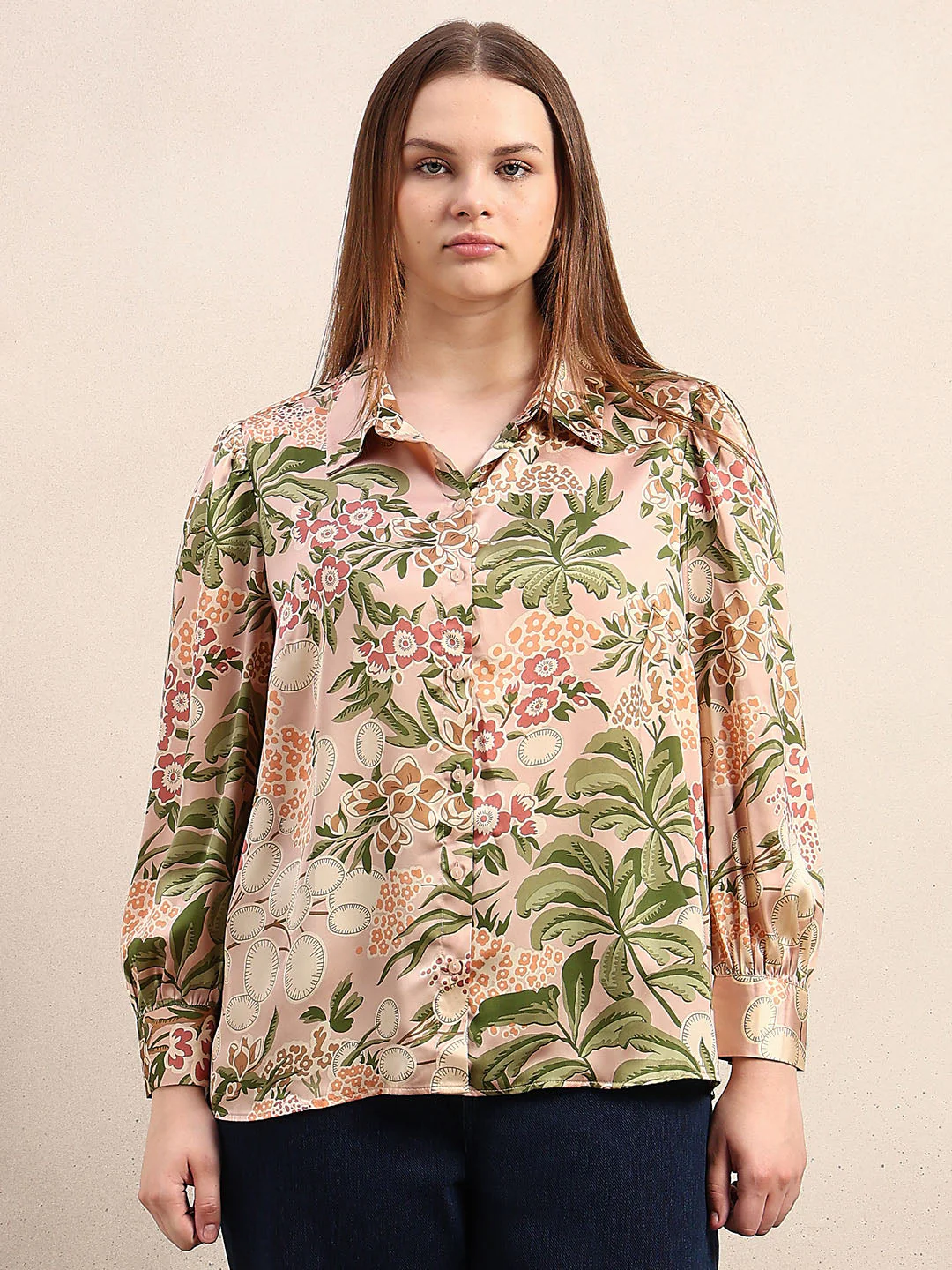 CURVE Pastel Pink Floral Shirt - Image 2