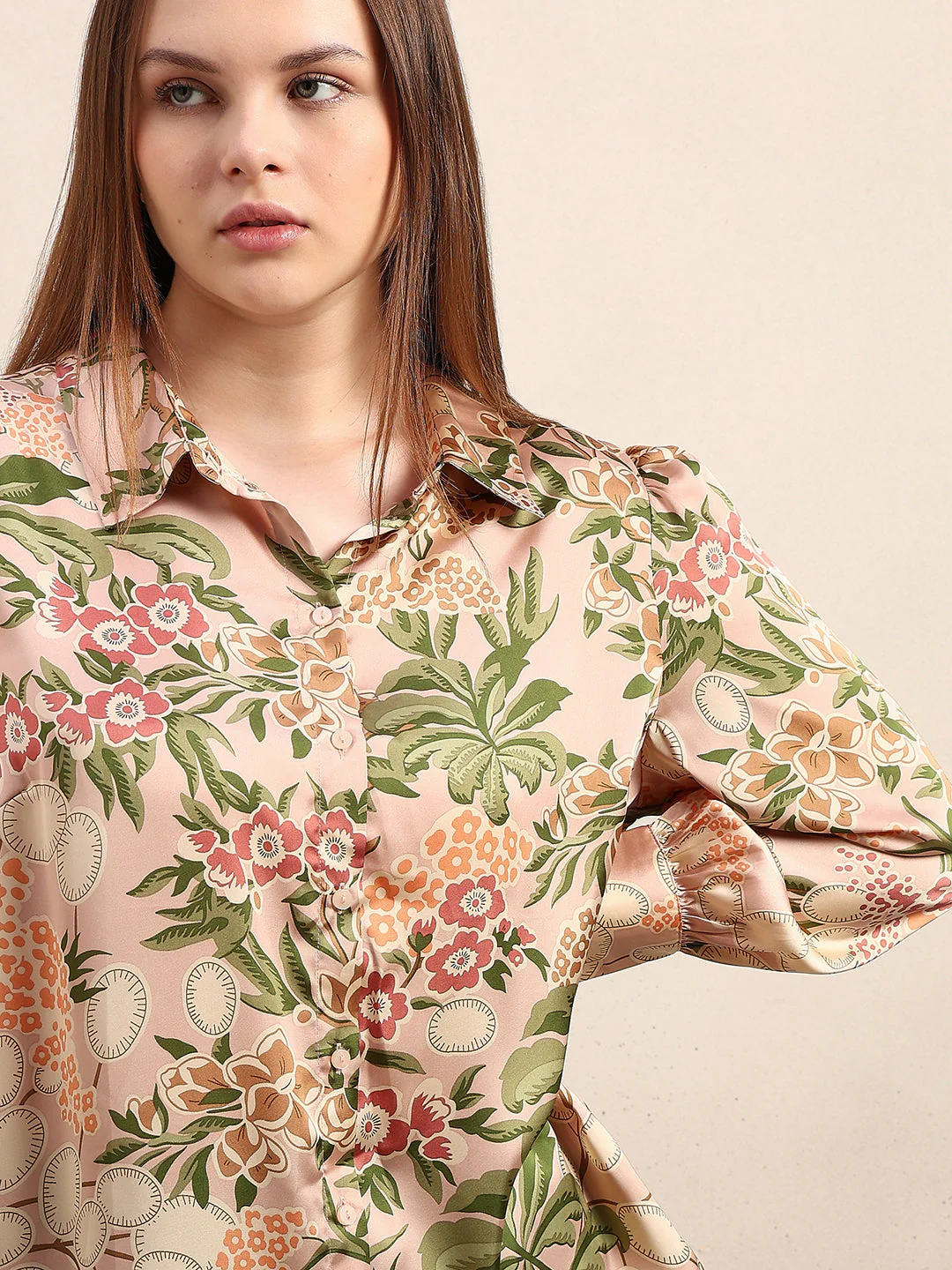 CURVE Pastel Pink Floral Shirt - Image 6