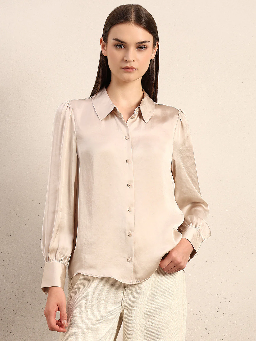 Beige Full Sleeves Shirt - Image 2