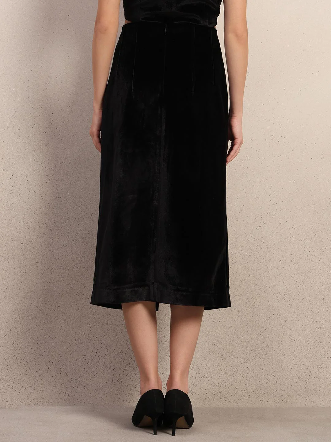 Black Button Detail Skirt - Image 4