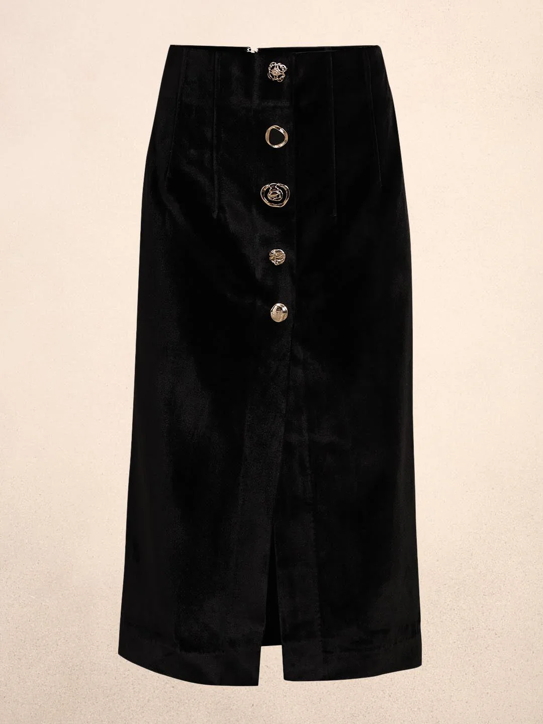Black Button Detail Skirt - Image 7