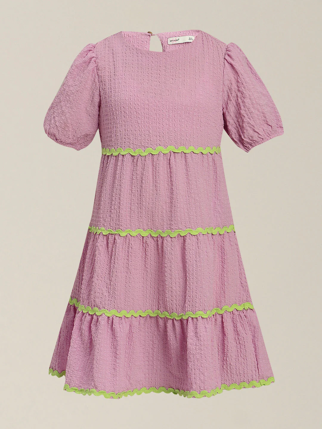 GIRLS Lilac Puff Sleeves Tiered Dress - Image 7