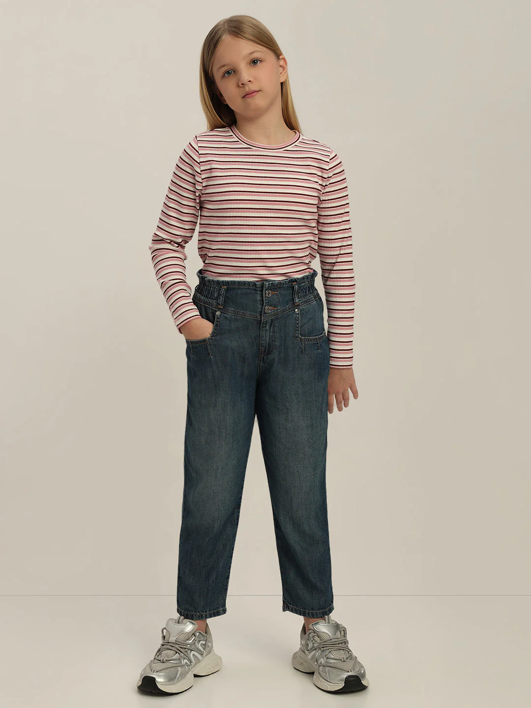 GIRL Dark Wash Mom Fit Jeans - Image 5