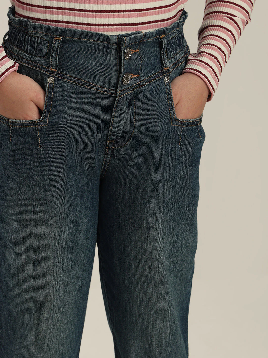 GIRL Dark Wash Mom Fit Jeans - Image 6