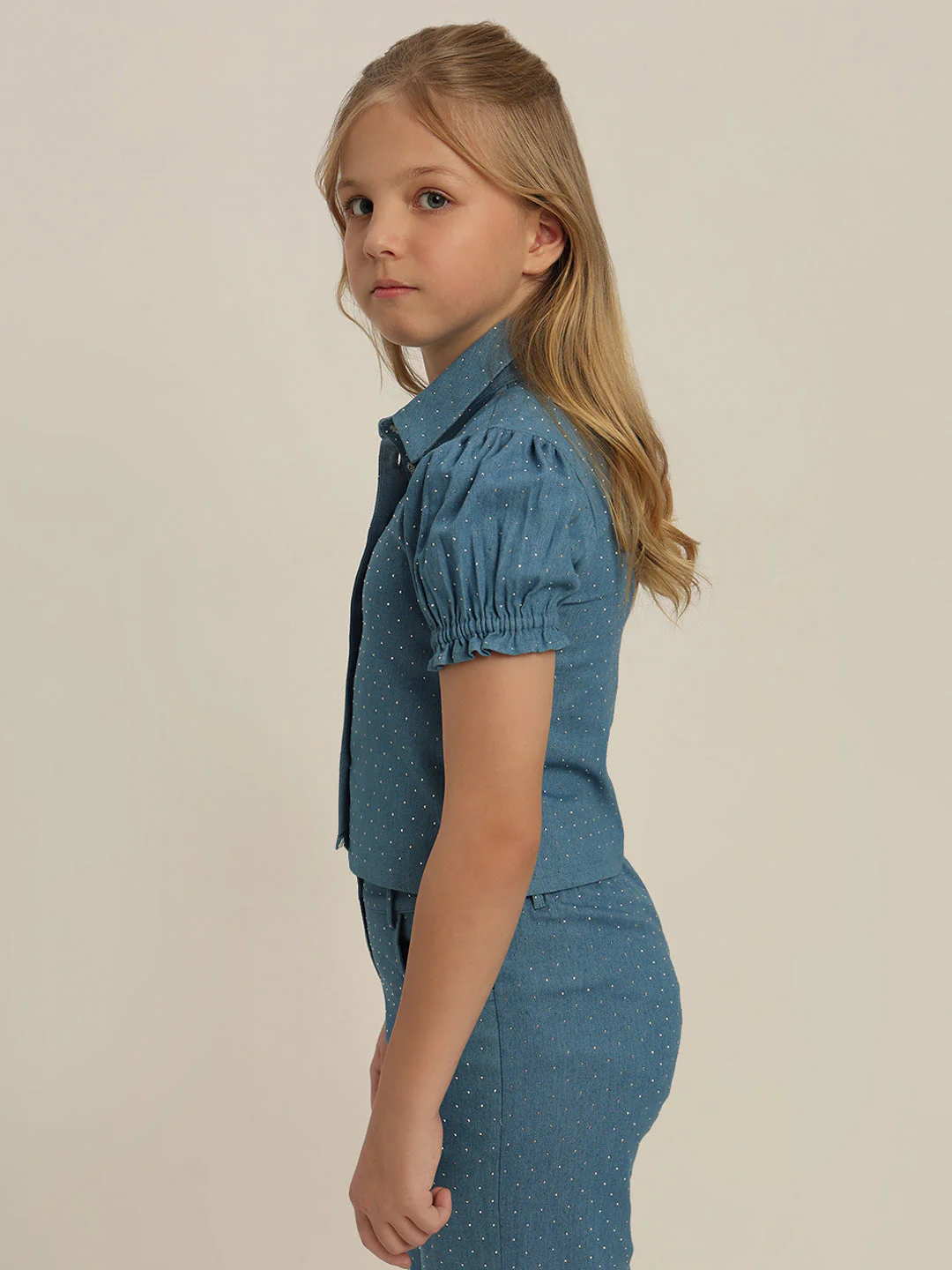 GIRL Blue Embellished Denim Shirt - Image 3