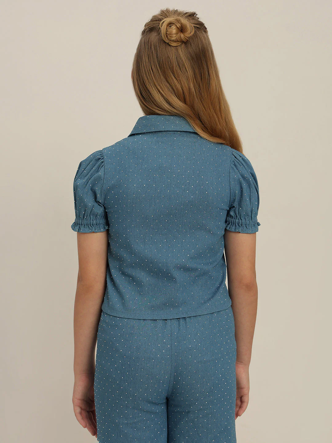 GIRL Blue Embellished Denim Shirt - Image 4