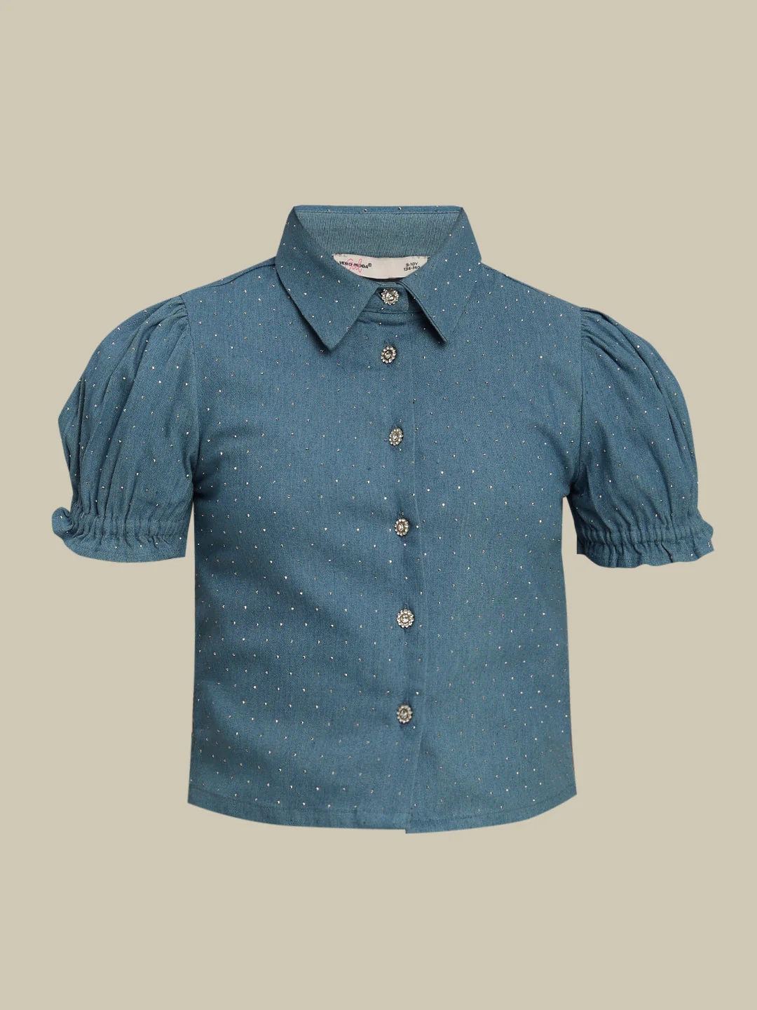 GIRL Blue Embellished Denim Shirt - Image 7