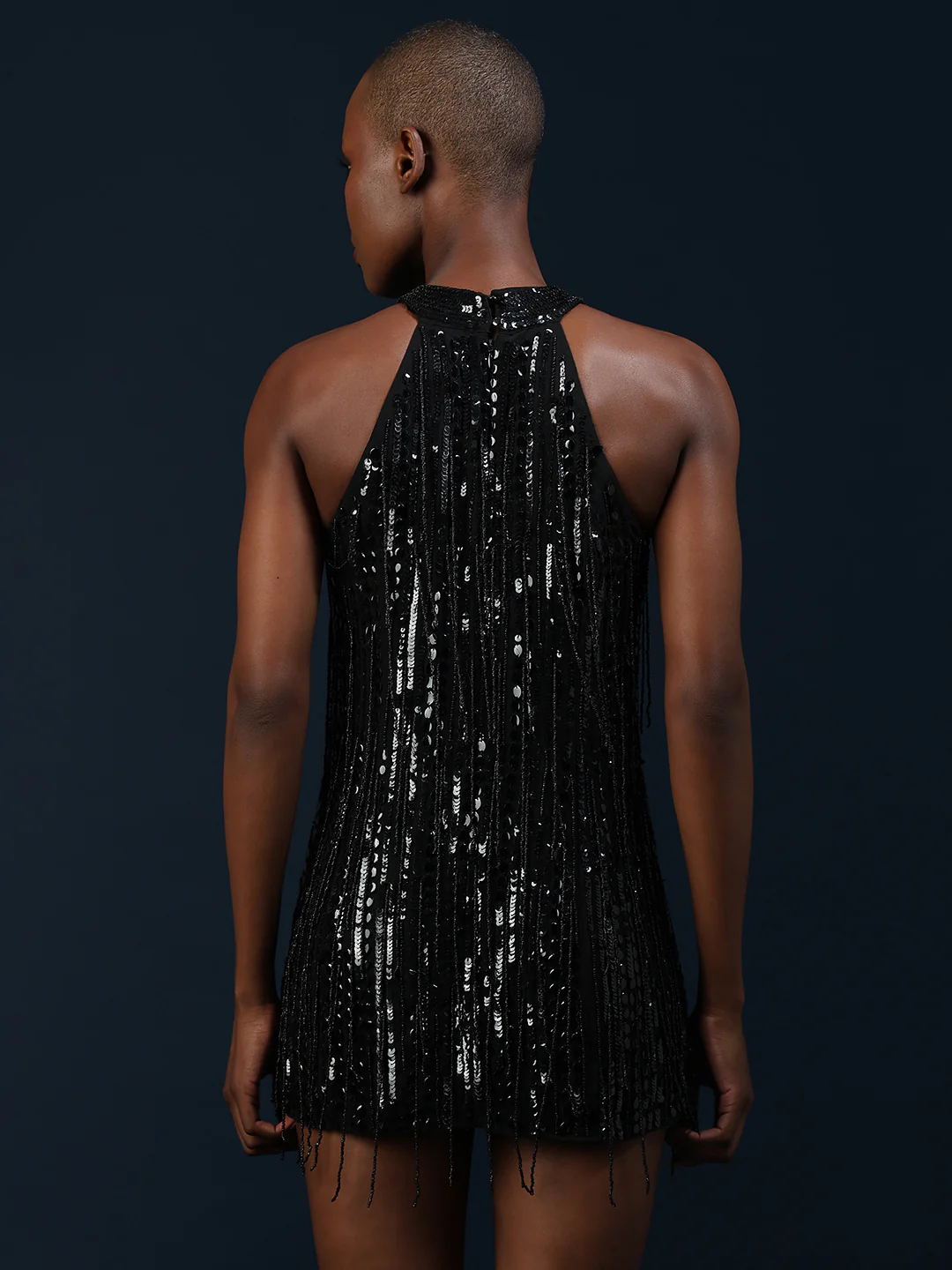 Marquee Fringe Detail Halter Neck Dress - Image 4