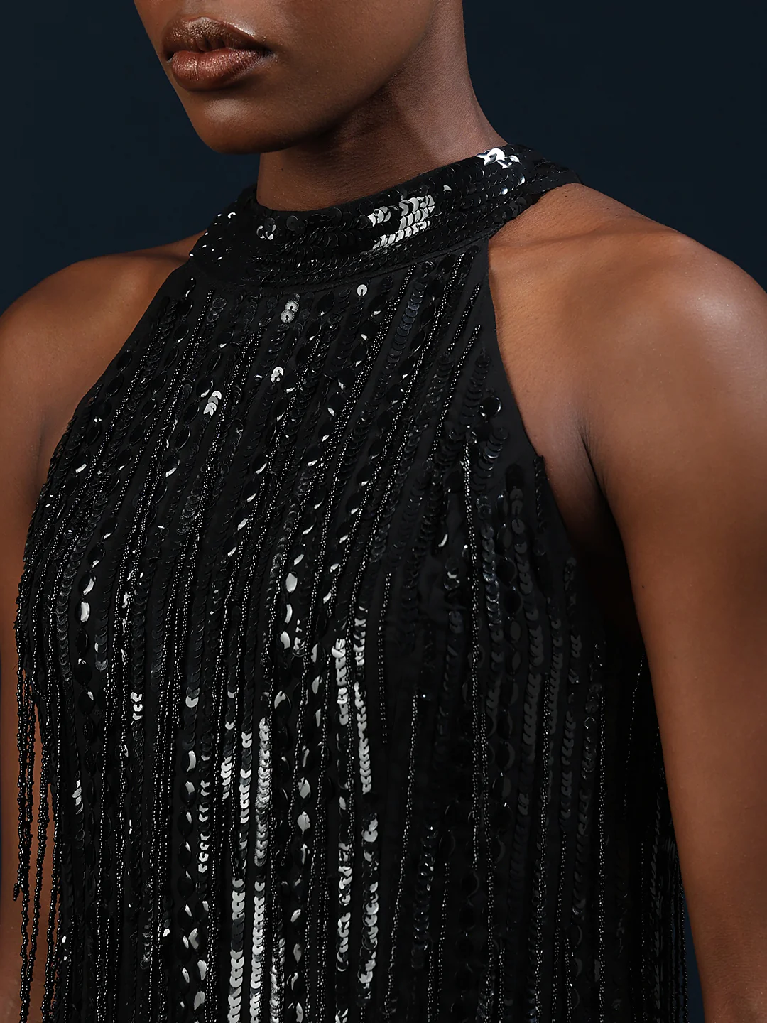 Marquee Fringe Detail Halter Neck Dress - Image 8
