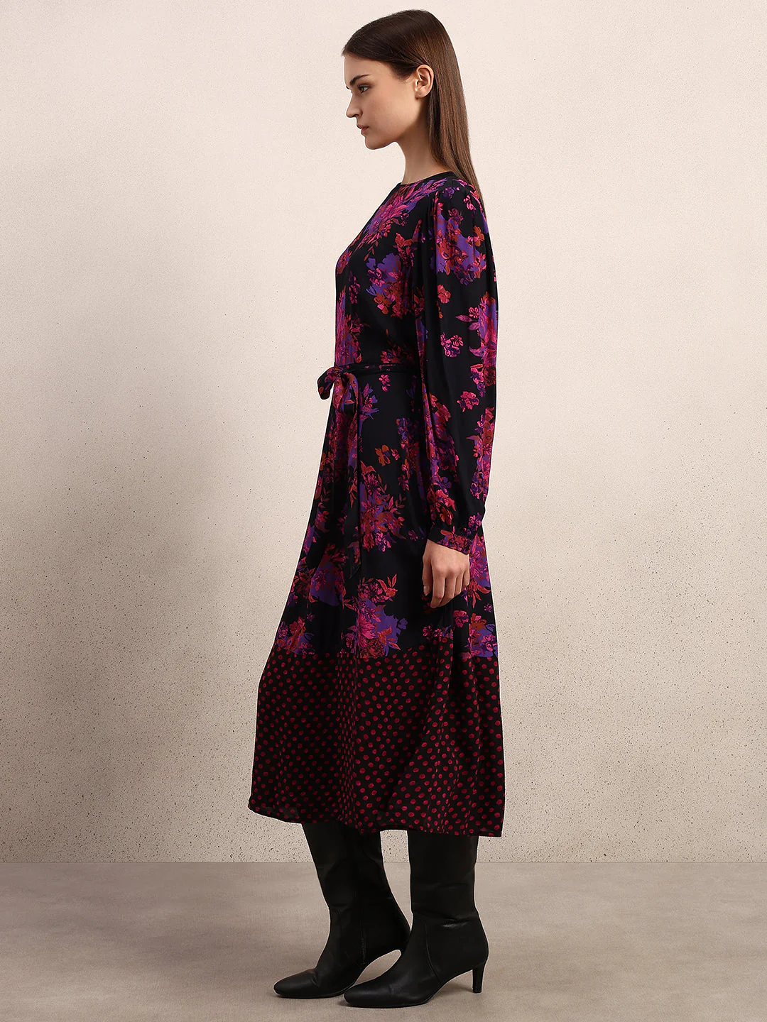 Black Printed Midi Dress - Image 3