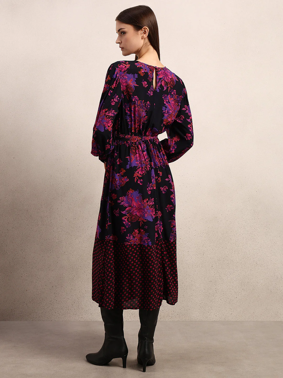 Black Printed Midi Dress - Image 4