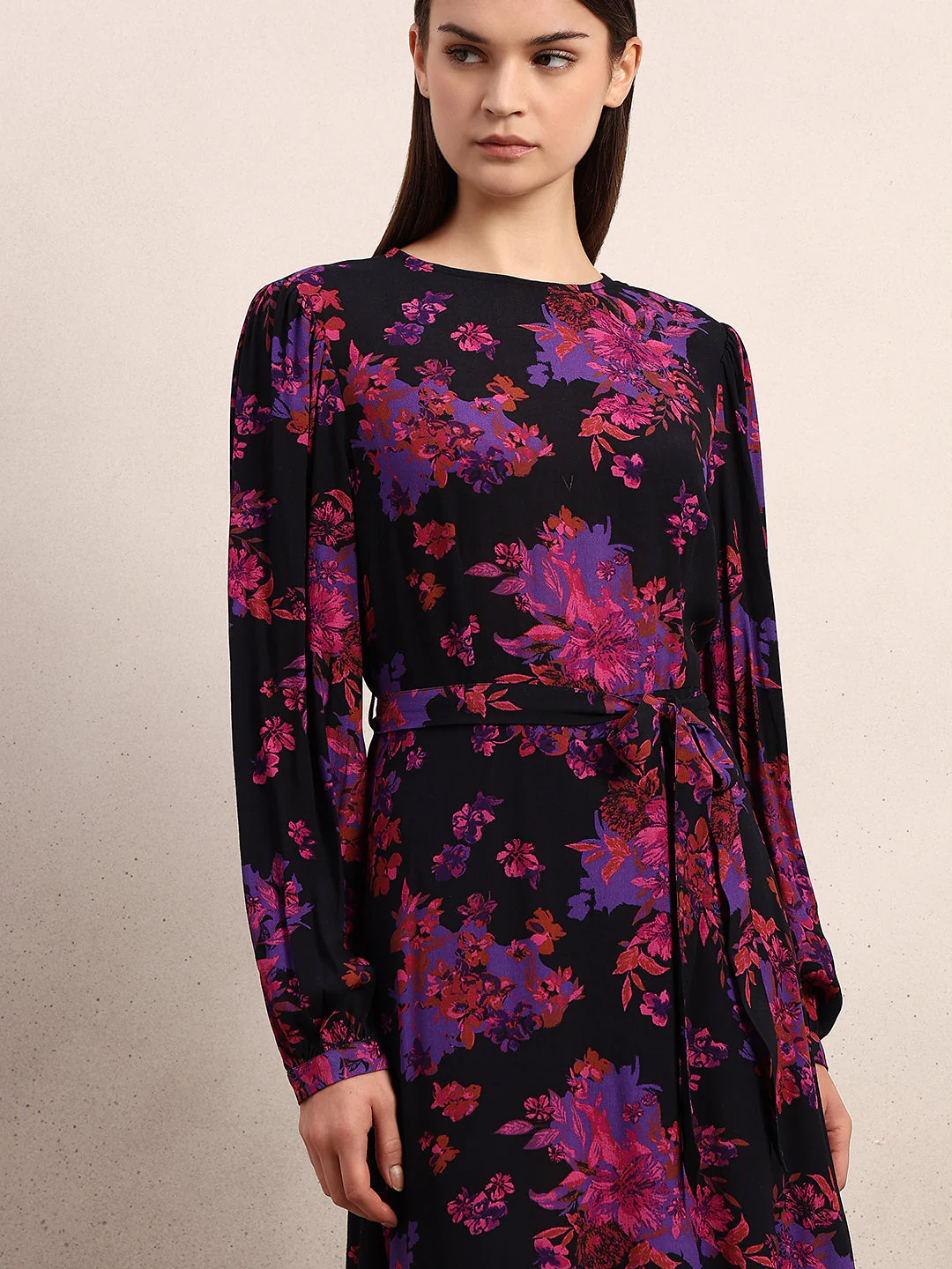 Black Printed Midi Dress - Image 5