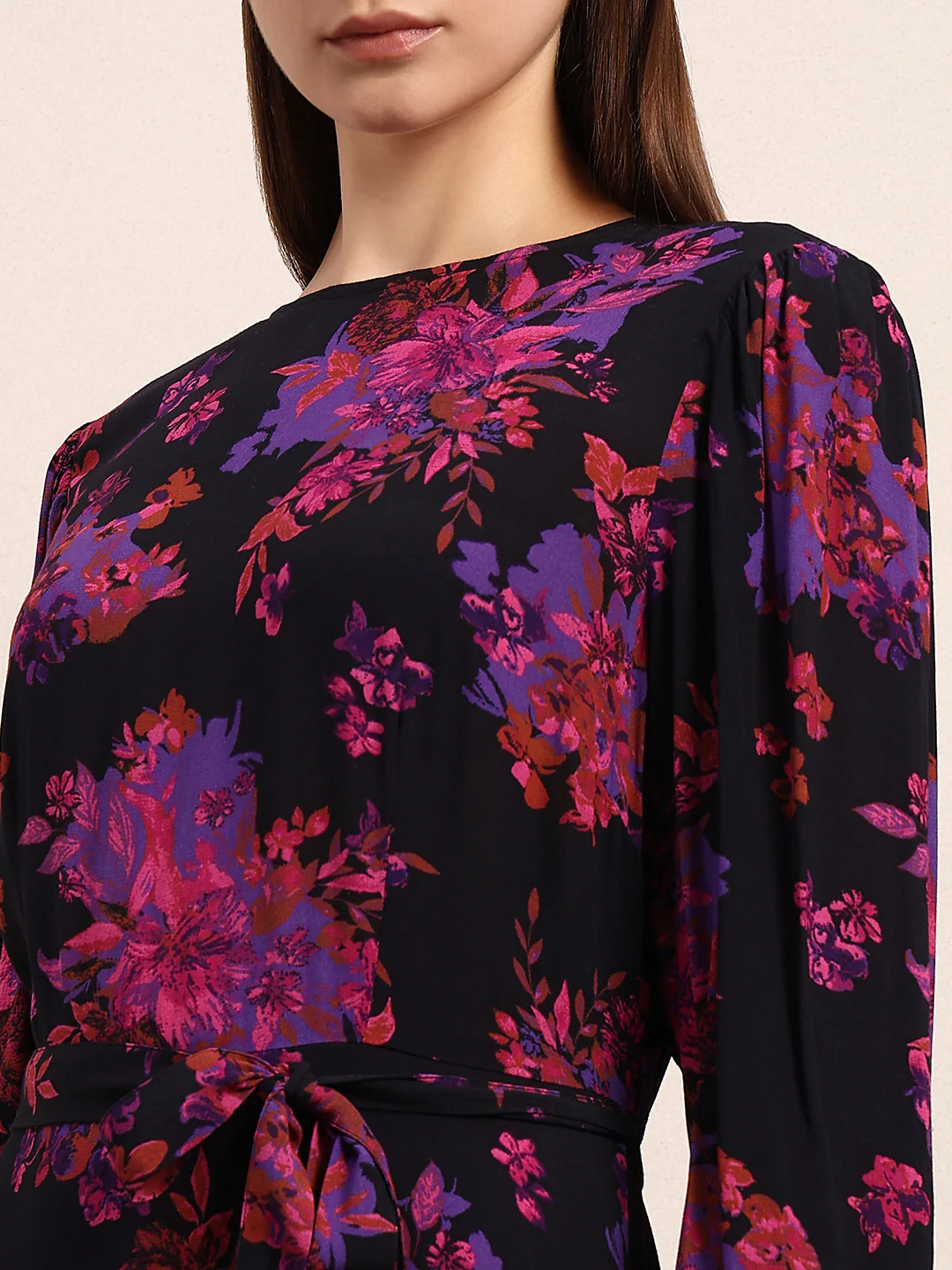 Black Printed Midi Dress - Image 6