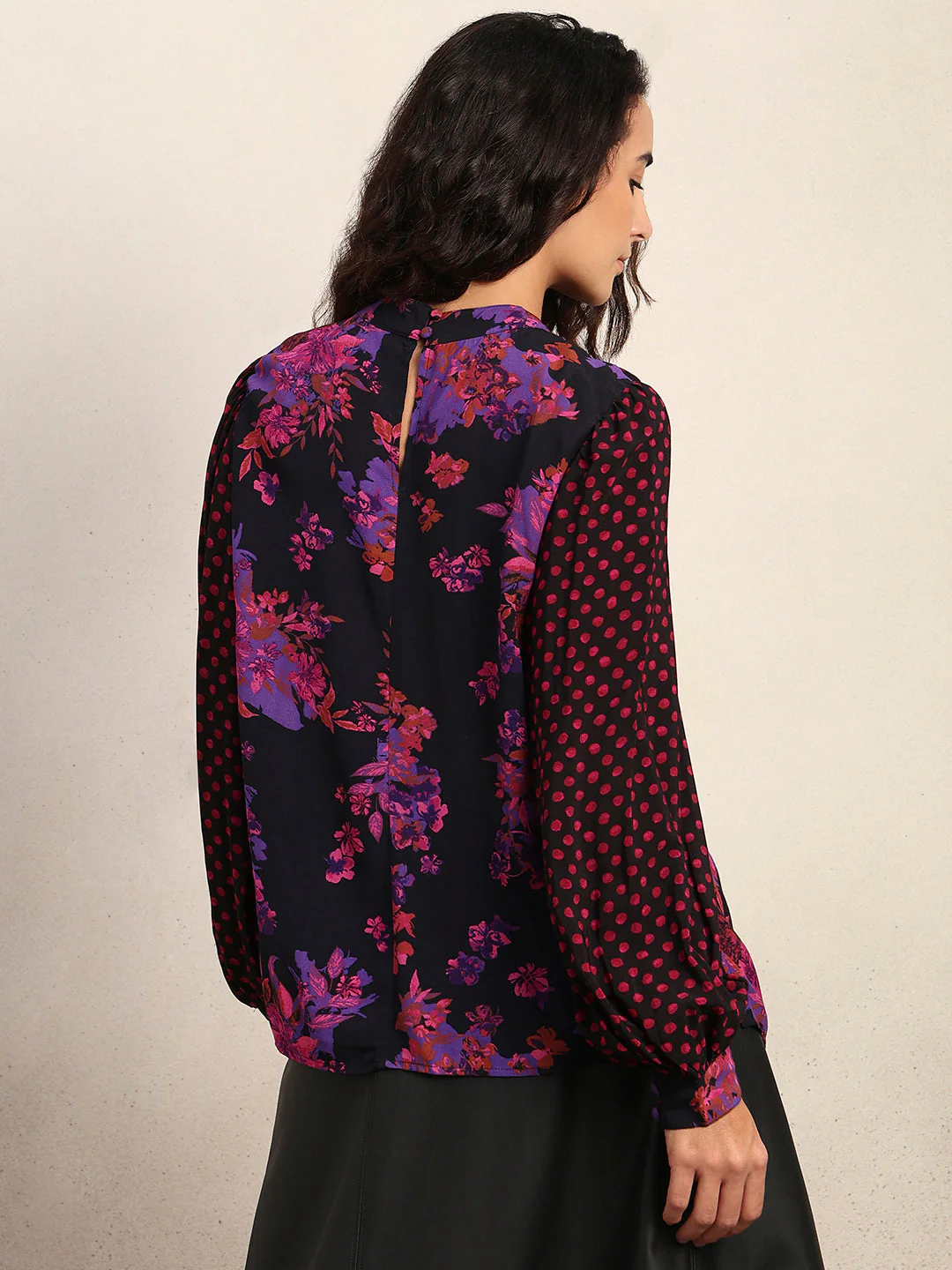 Black Floral Print Top - Image 4