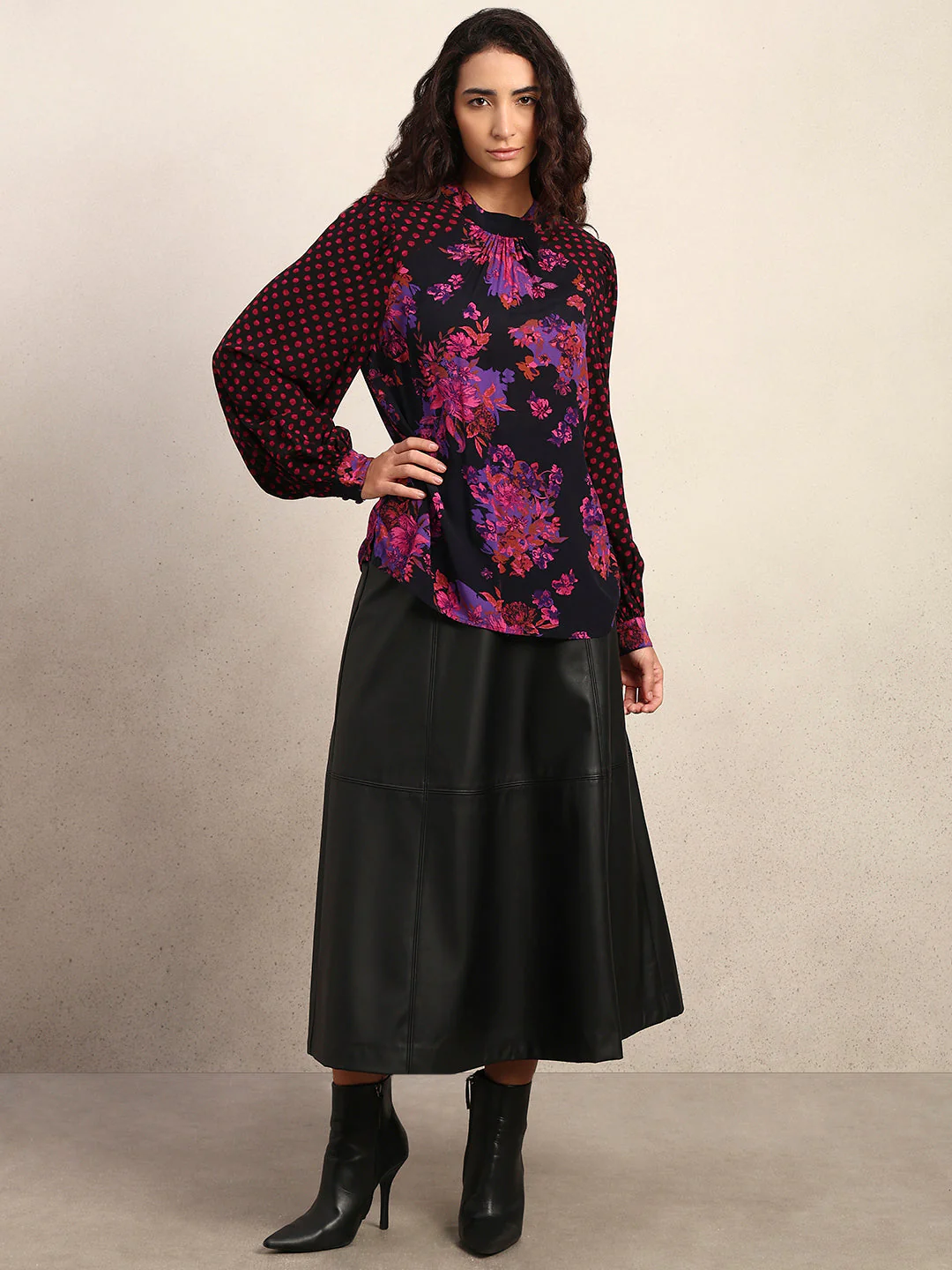 Black Floral Print Top - Image 5