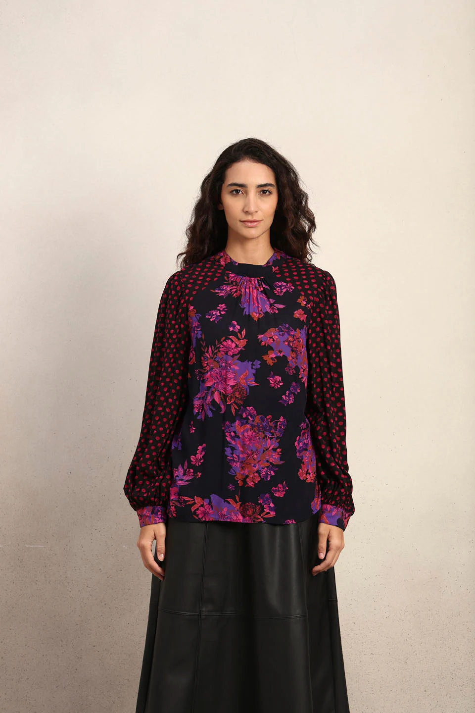 Black Floral Print Top - Image 9