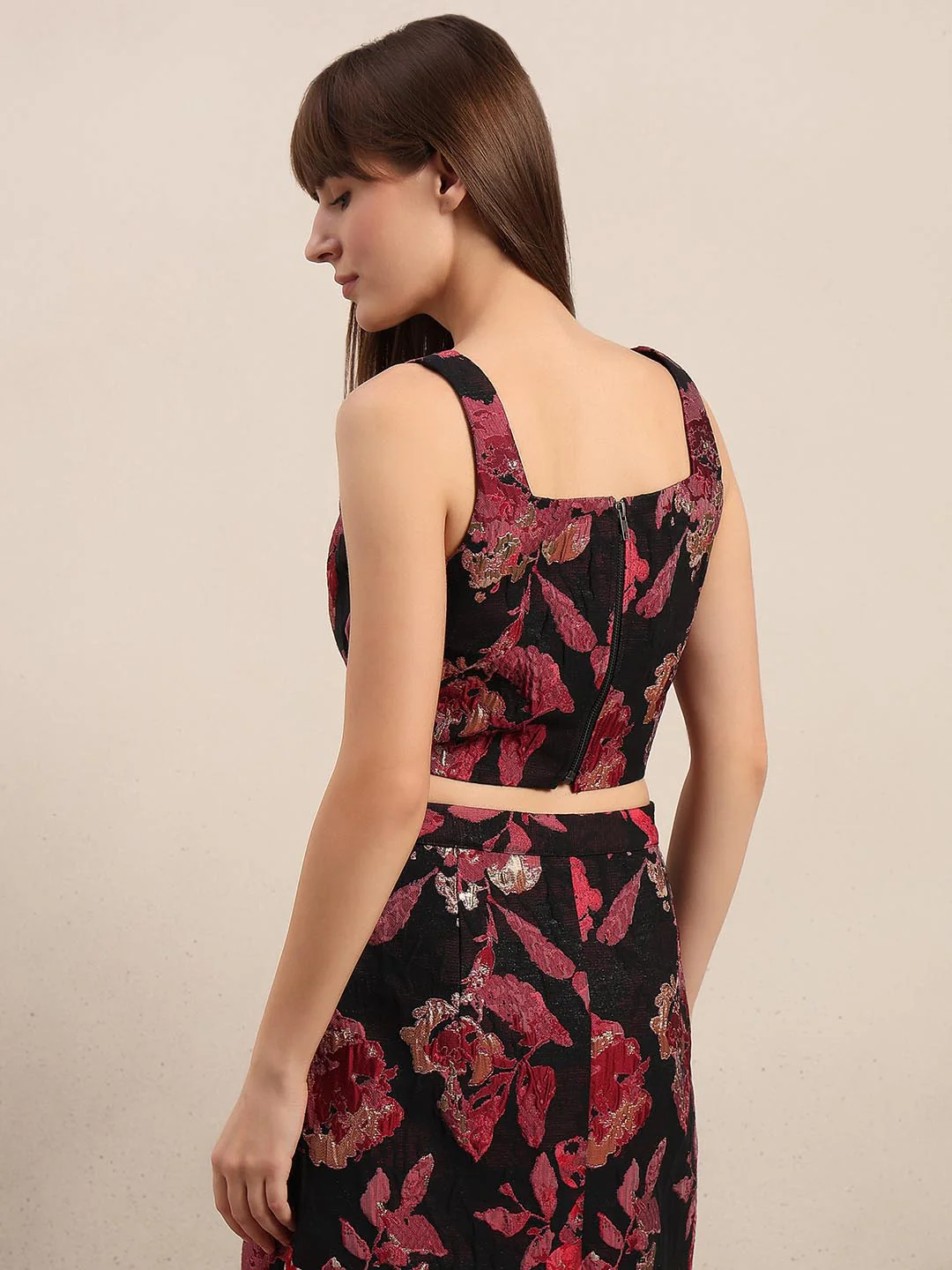 Black Jacquard Cropped Top - Image 4