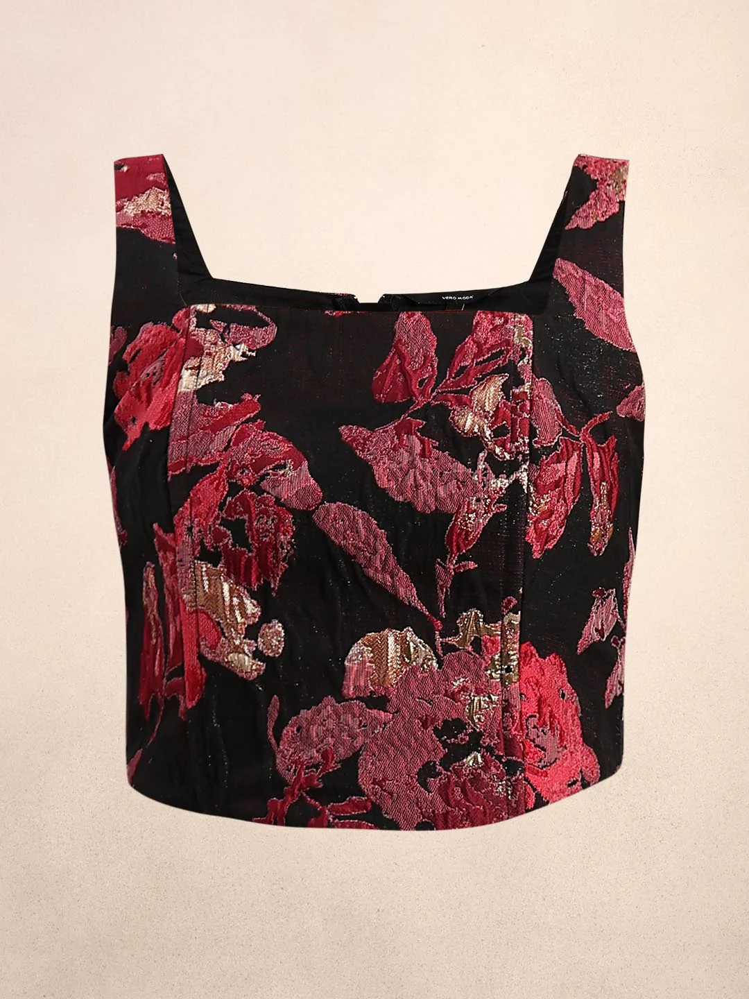 Black Jacquard Cropped Top - Image 7