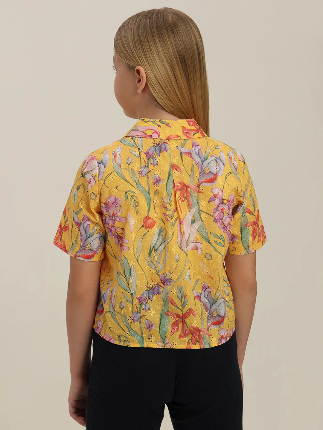 GIRL Yellow Floral Cotton Shirt - Image 4