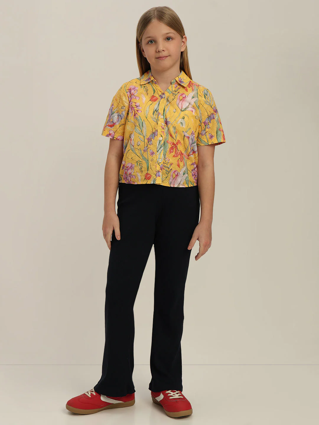 GIRL Yellow Floral Cotton Shirt - Image 5