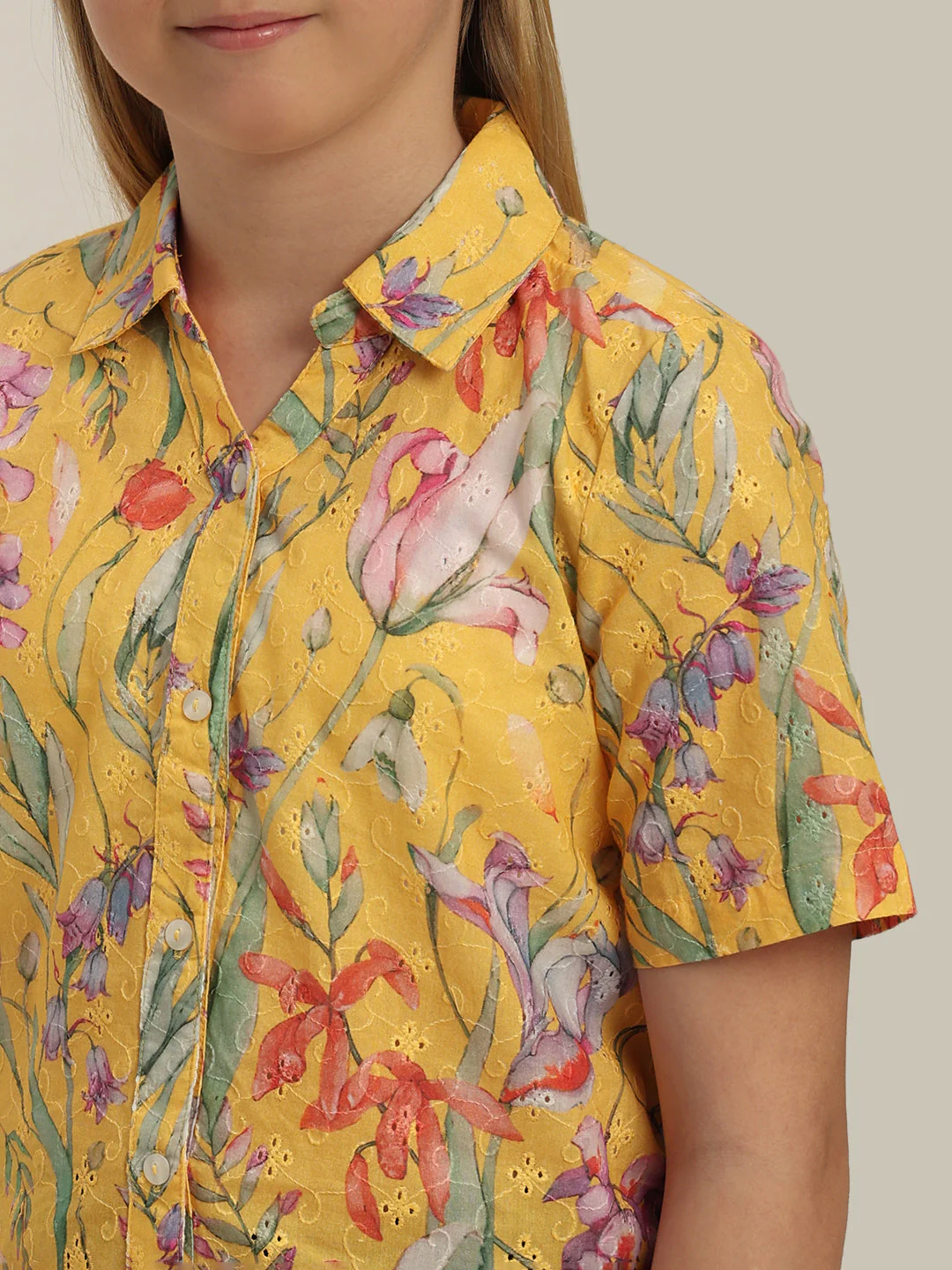 GIRL Yellow Floral Cotton Shirt - Image 8