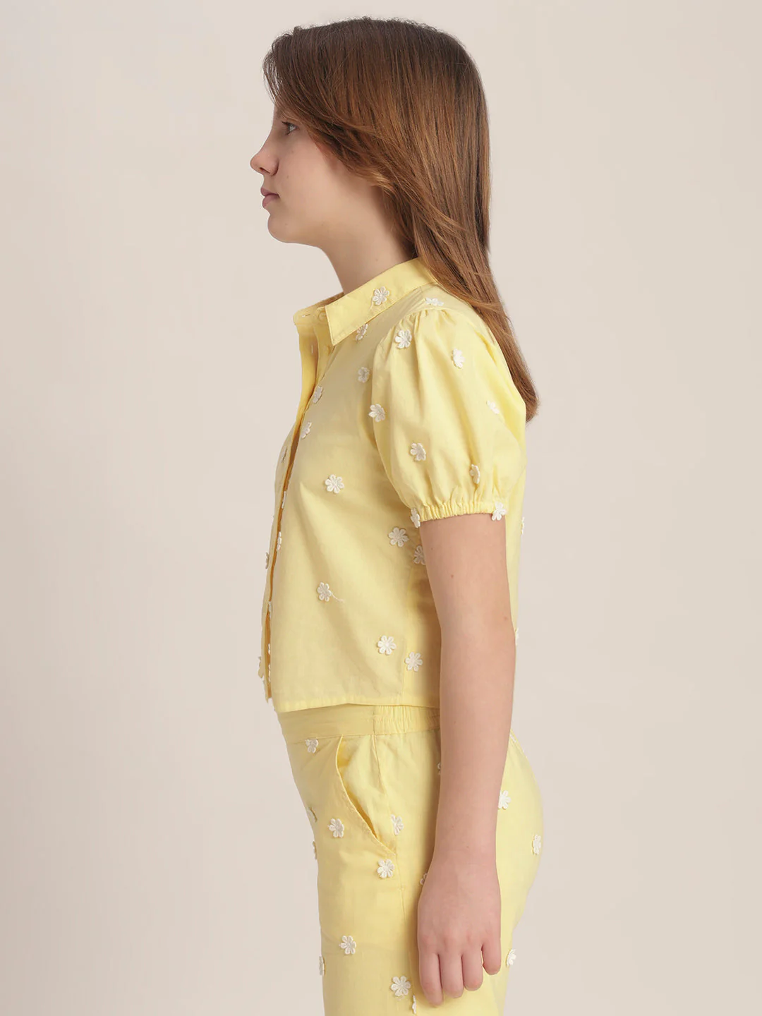 Girls Floral Embroidered Shirt - Image 3