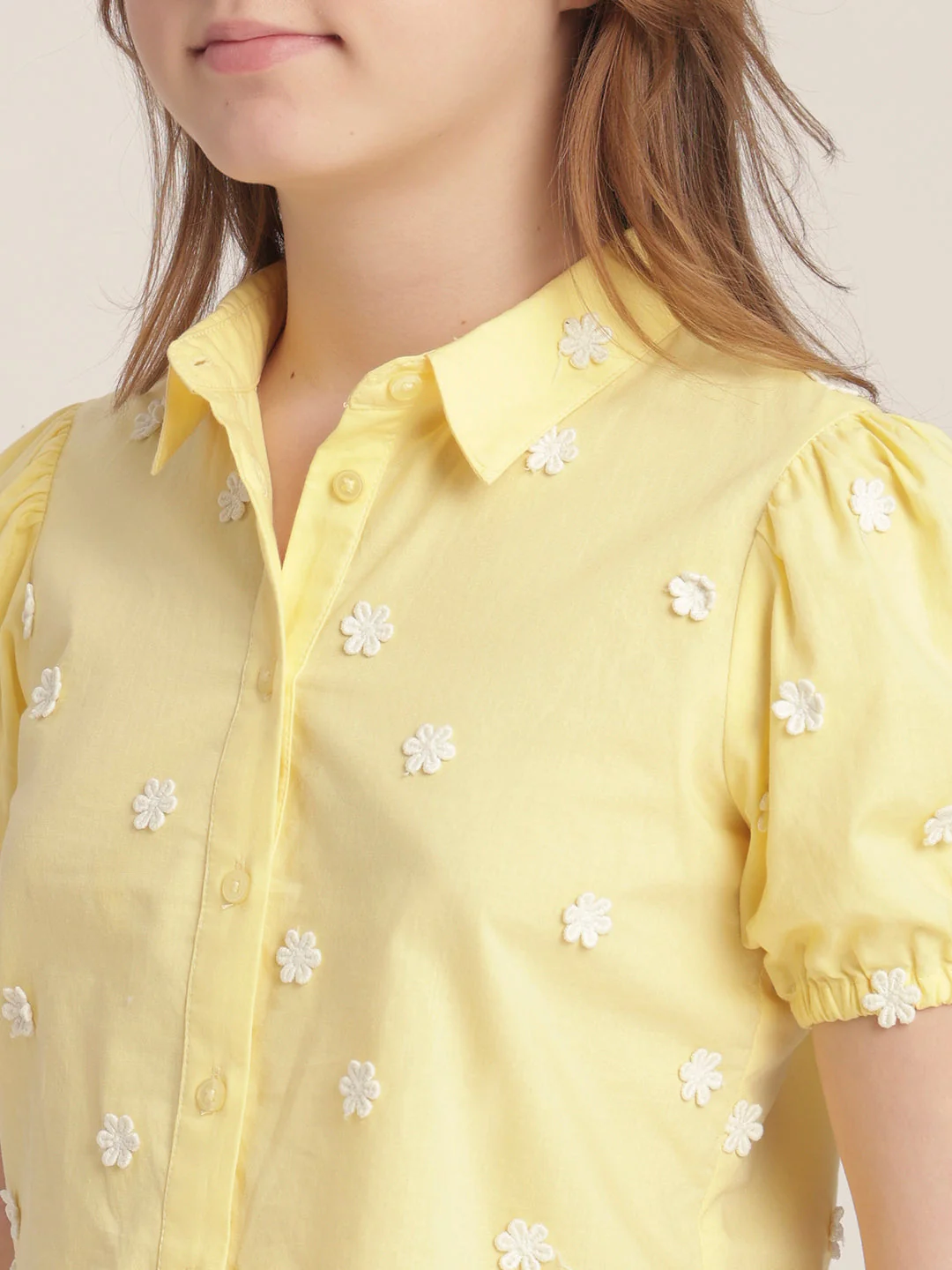 Girls Floral Embroidered Shirt - Image 8