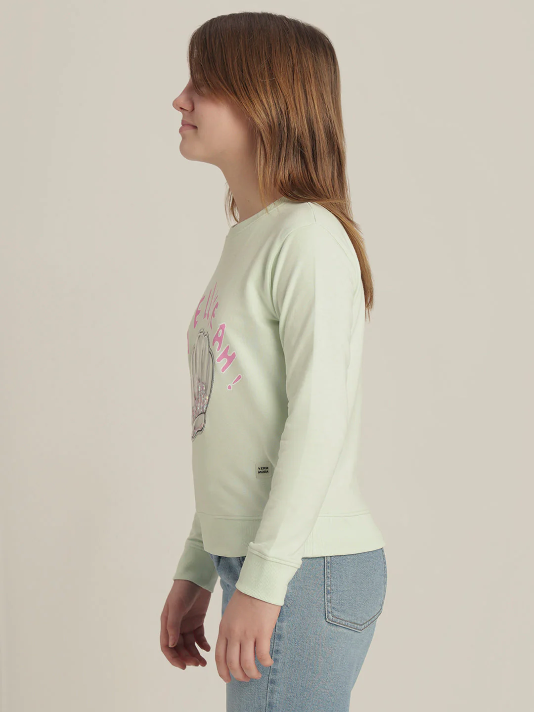 Girls Green Seashell Print Sweatshirt - Image 3