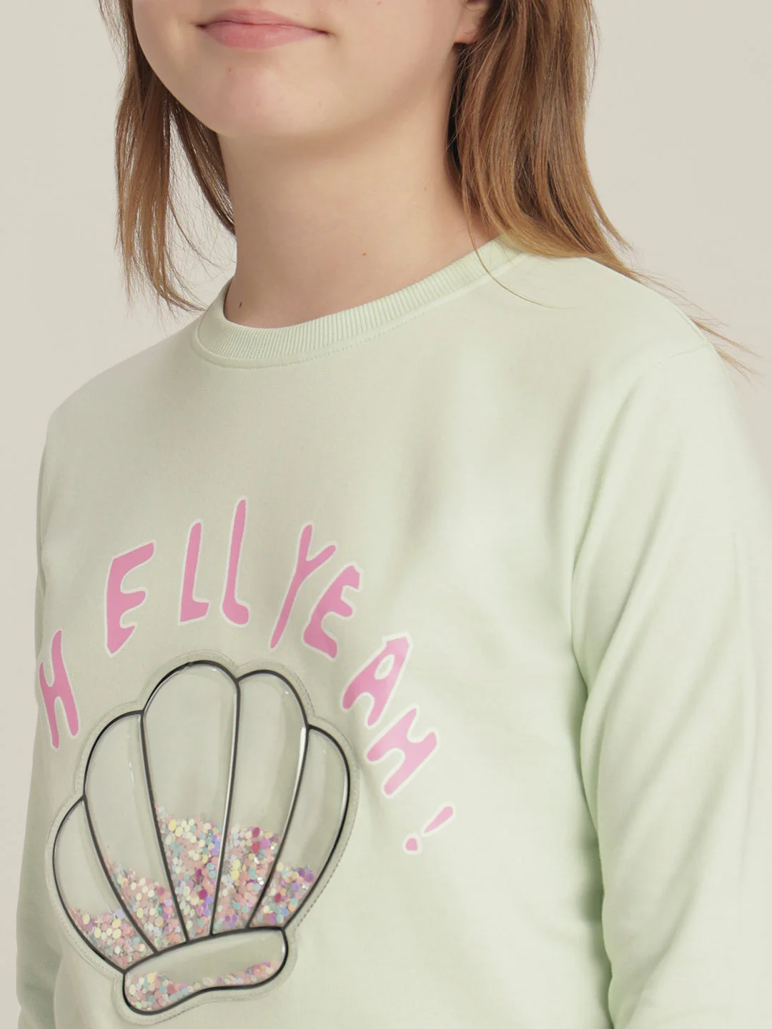 Girls Green Seashell Print Sweatshirt - Image 8