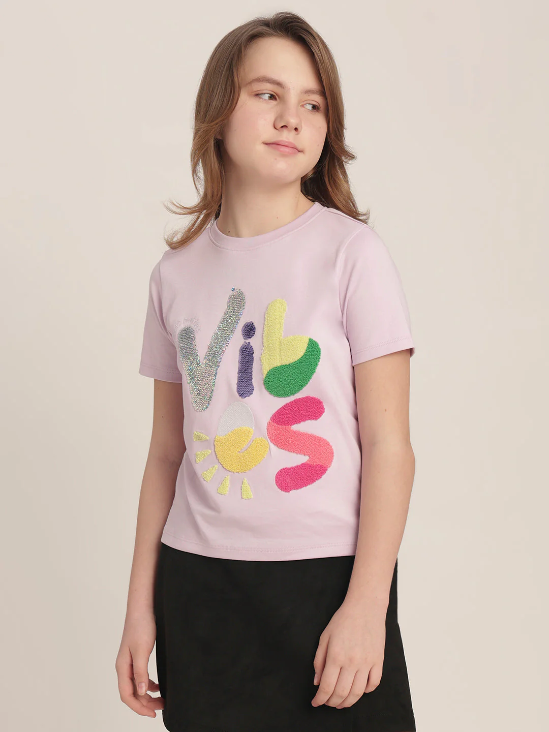Girls Orchid Printed T-shirt - Image 2